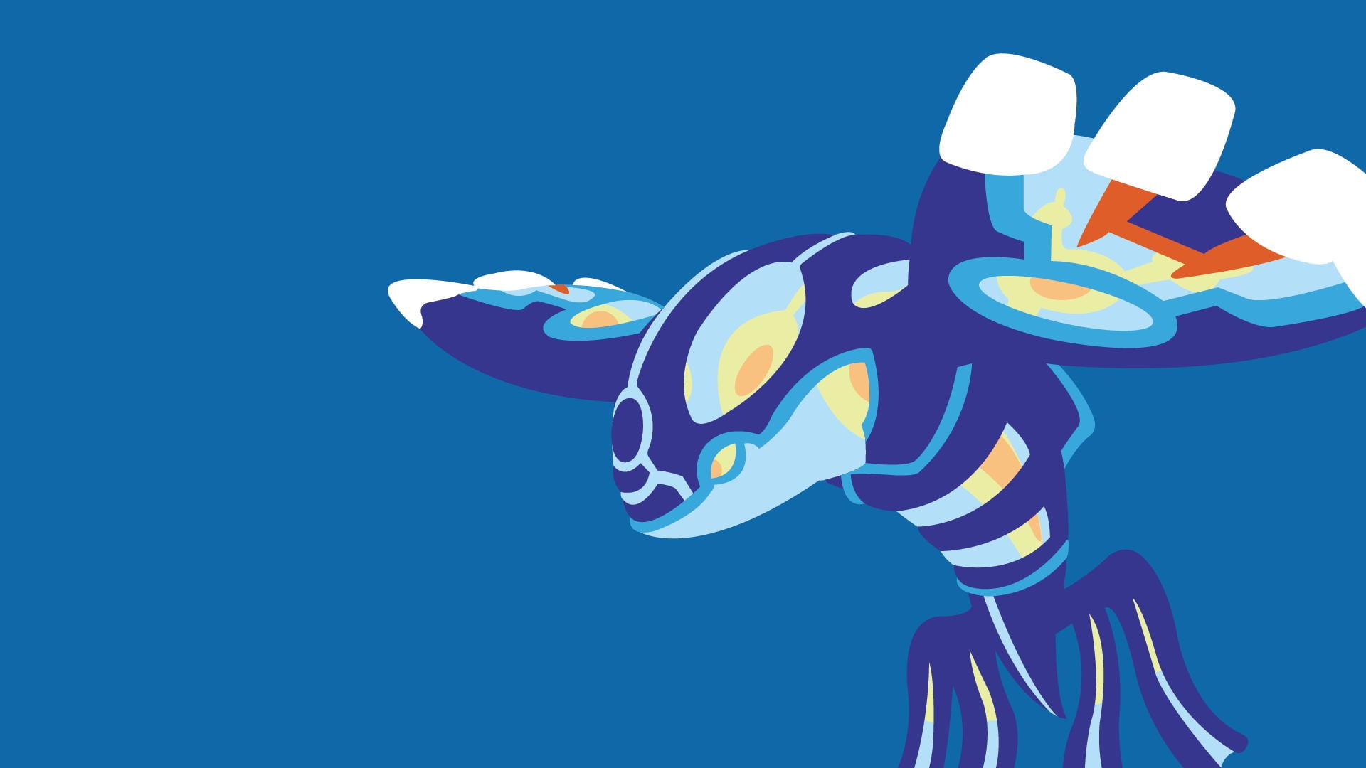 kyogre, anime, background, blue background, blue, 1080P, HD Wallpaper