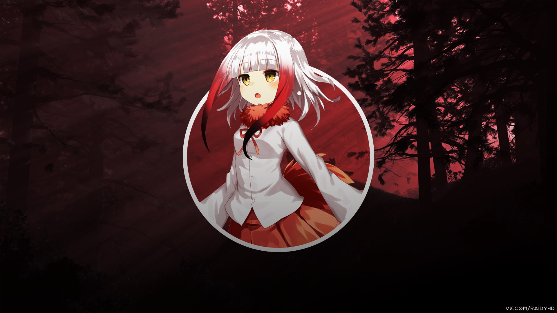 anime girls, 1080P, anime, picture-in-picture, Scarlet Ibis (Kemono Friends), forest, Kemono Friends, HD Wallpaper