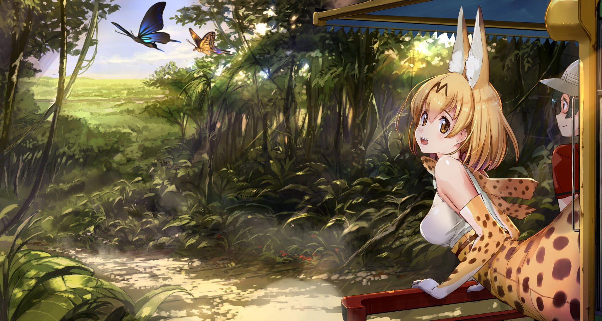 beautiful woman, sunlight, young adult, Kaban (Kemono Friends), 1080P, day, hairstyle, Kemono Friends, one person, looking at camera, portrait, representation, HD Wallpaper