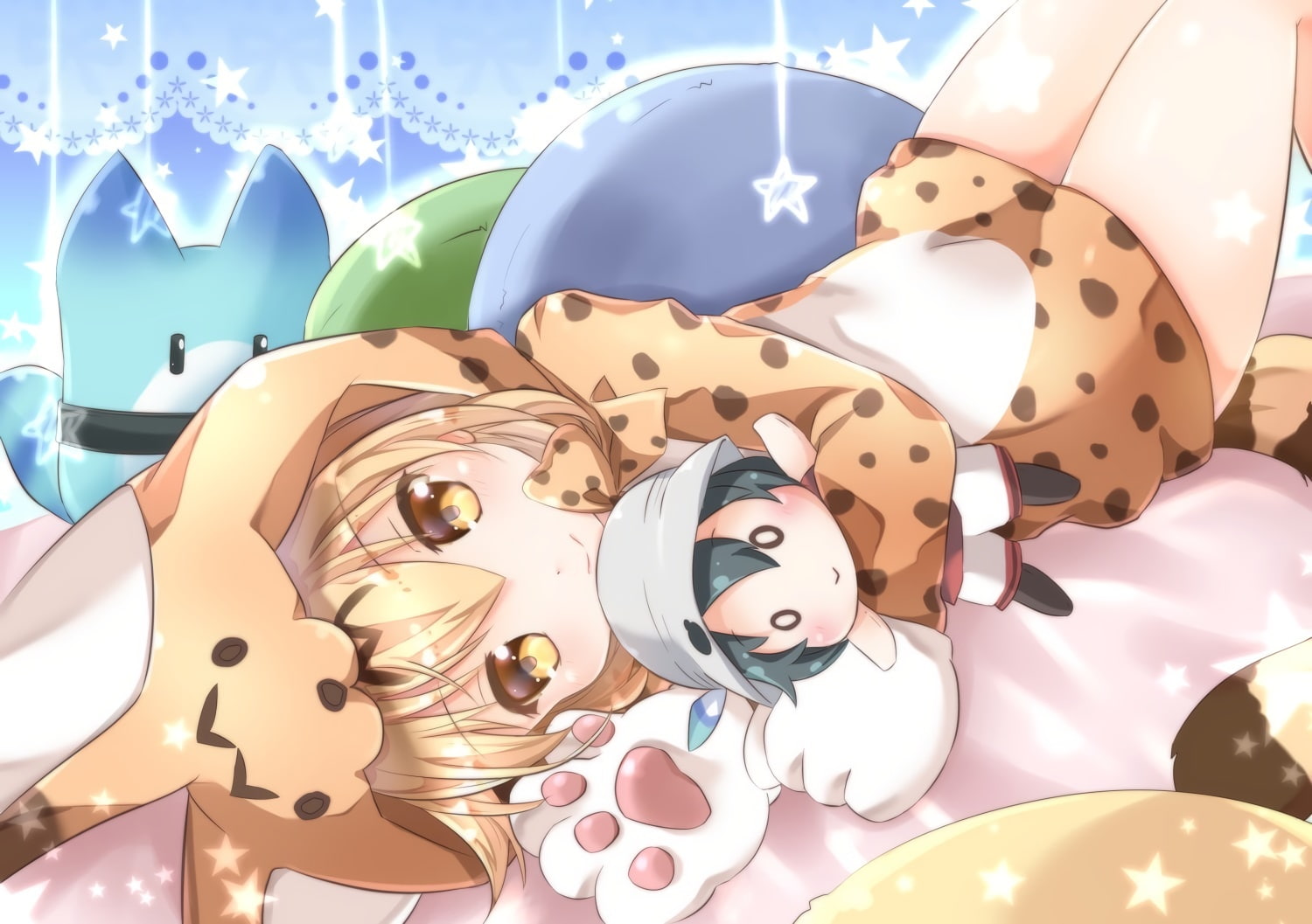 238948, yellow, friends, 720P, anthropomorphism, hair, eyes, blonde, catgirl, com, tail, higashimura, serval, animal, konachan, short, ears, kemono, gloves, HD Wallpaper
