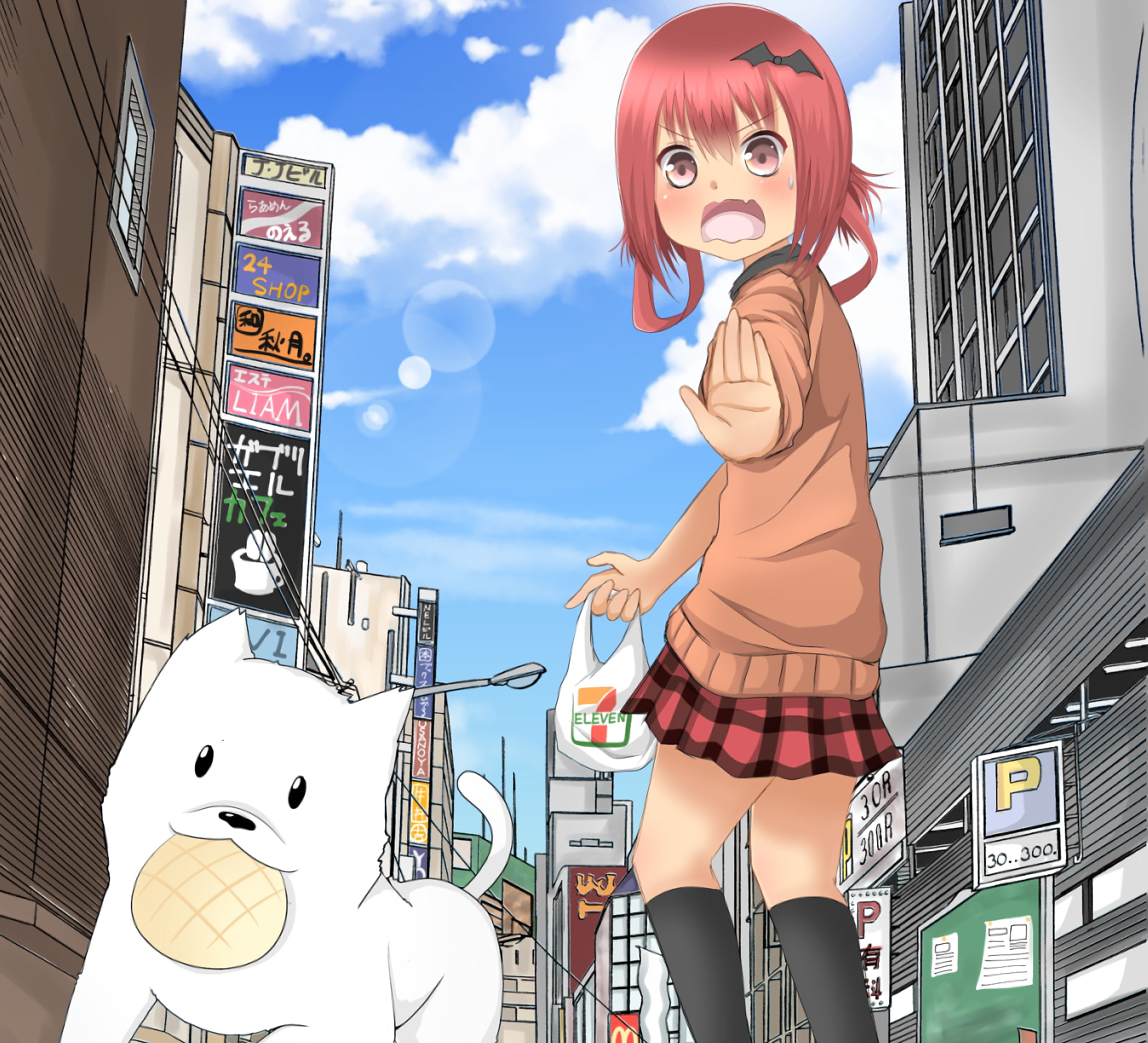 male likeness, adult, art and craft, built structure, nature, architecture, building exterior, city, anime girls, Satanichia McDowell Kurumizawa, leisure activity, HD Wallpaper