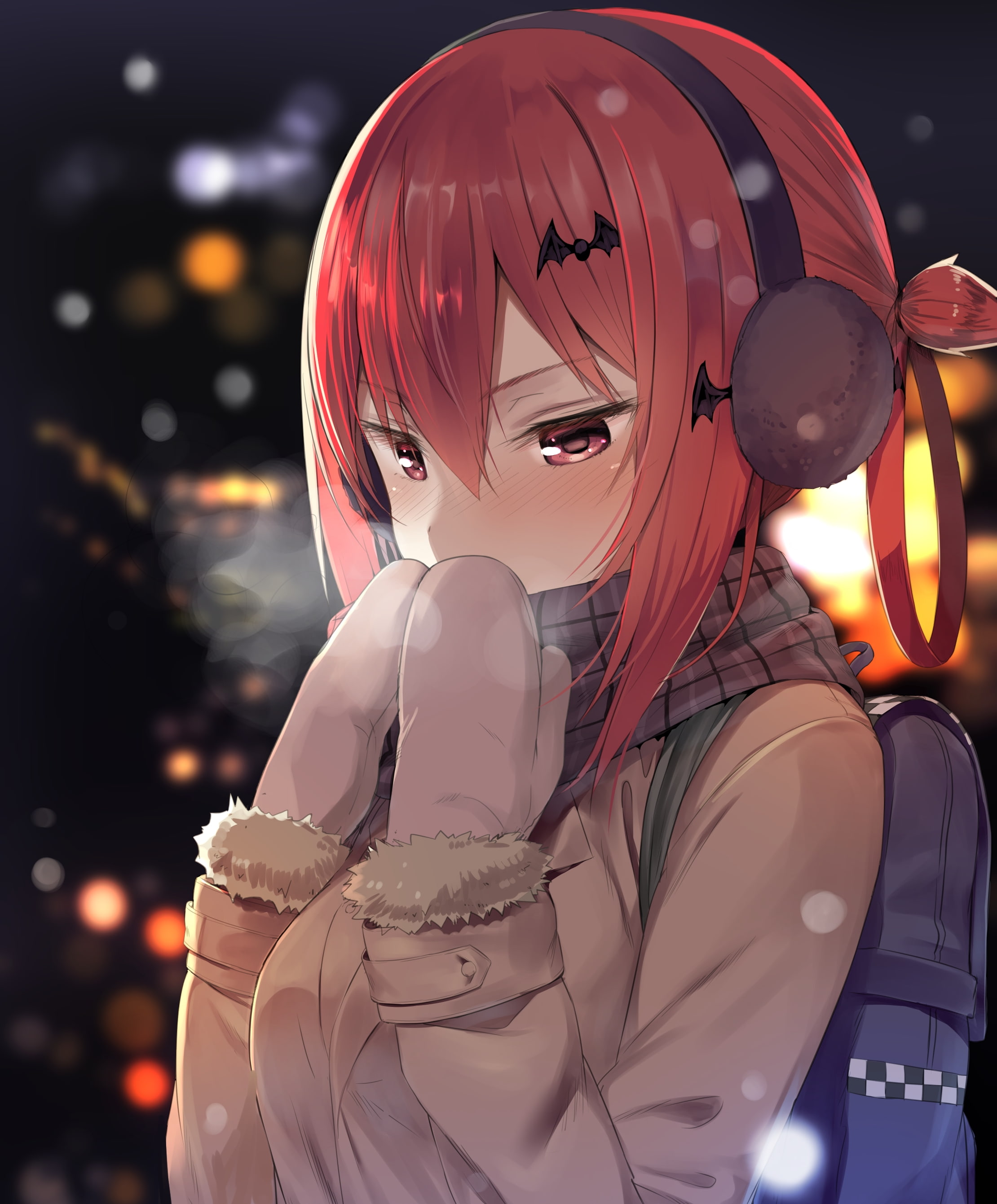 scarf, women, gabriel dropout, waist up, headshot, kurumizawa satanichia mcdowell, human representation, mode of transportation, Anime, 2K, adult, helmet, Phone HD Wallpaper