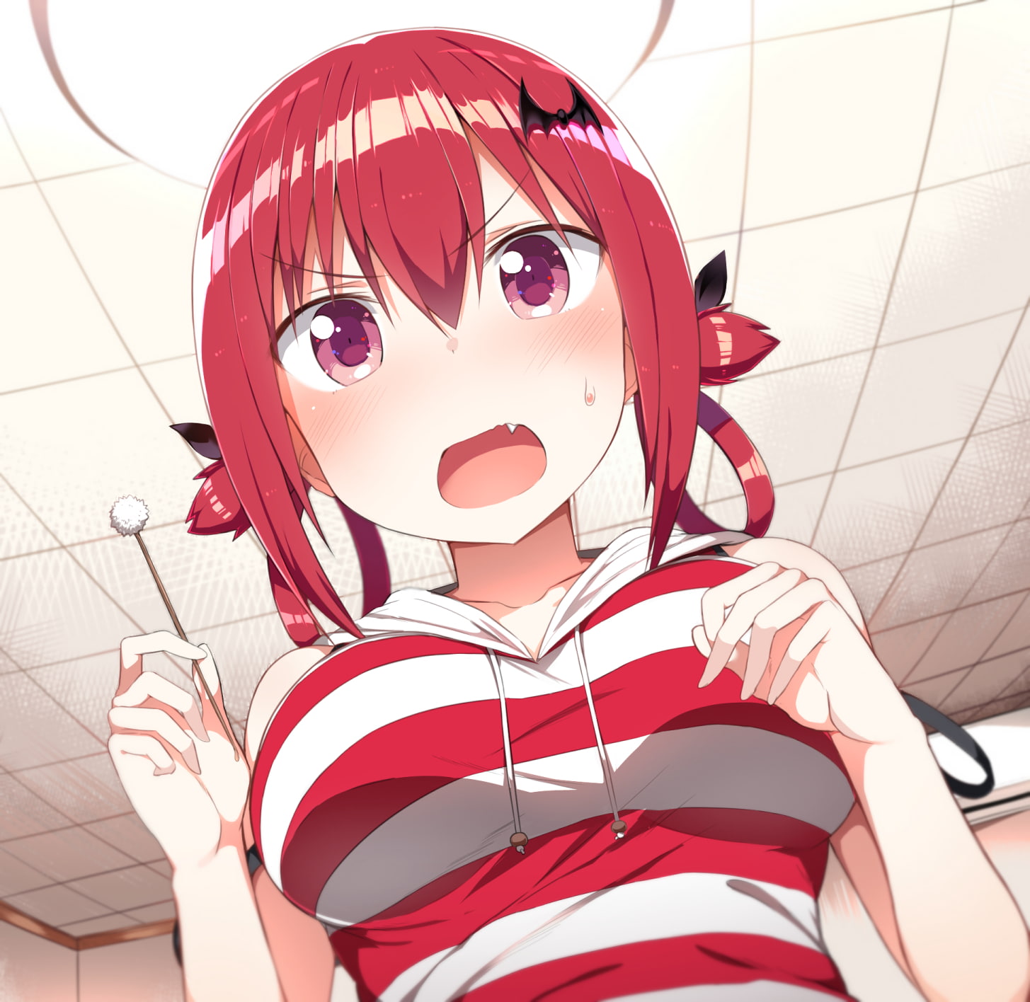 red eyes, anime, looking at viewer, Gabriel Dropout, POV, Satanichia McDowell Kurumizawa, 720P, anime girls, HD Wallpaper