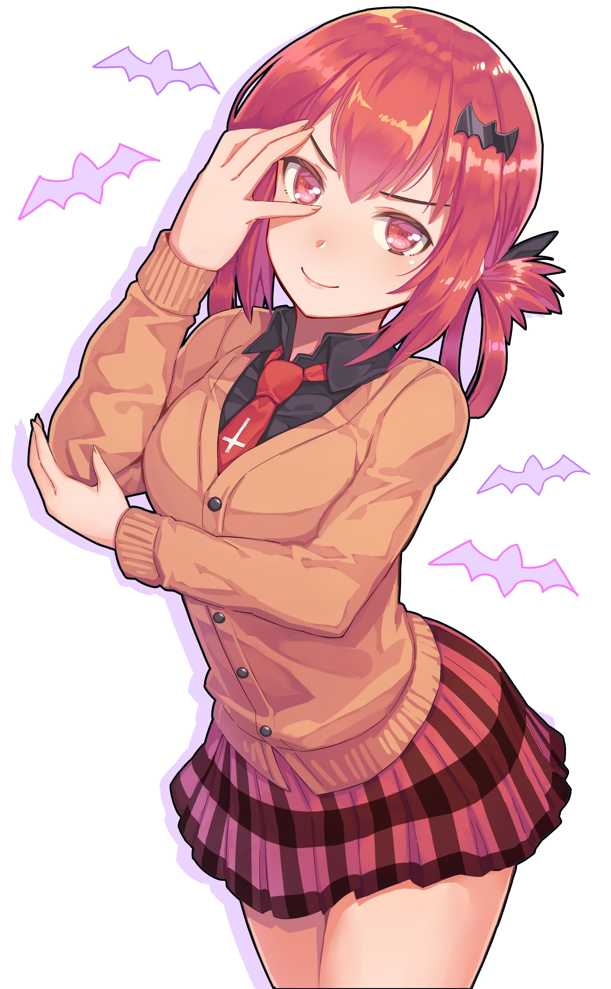 Anime, gabriel dropout, young women, smiling, dancing, nightlife, white background, young adult, women, females, 2K, redhead, clothing, portrait, beauty, Phone HD Wallpaper