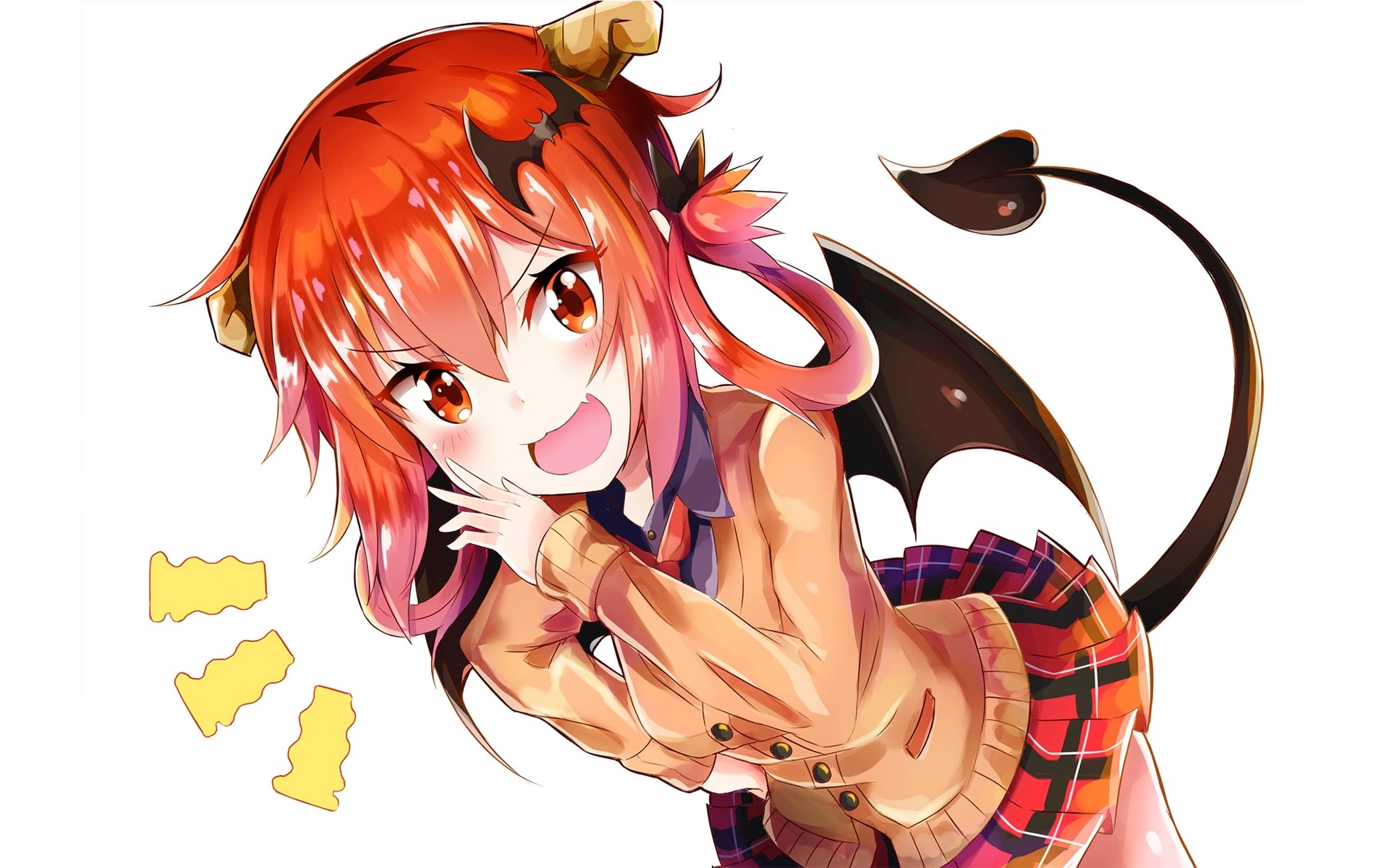 1080P, still life, Anime, creativity, gabriel dropout, human representation, representation, cut out, orange color, mask, white background, brown, fashion, HD Wallpaper