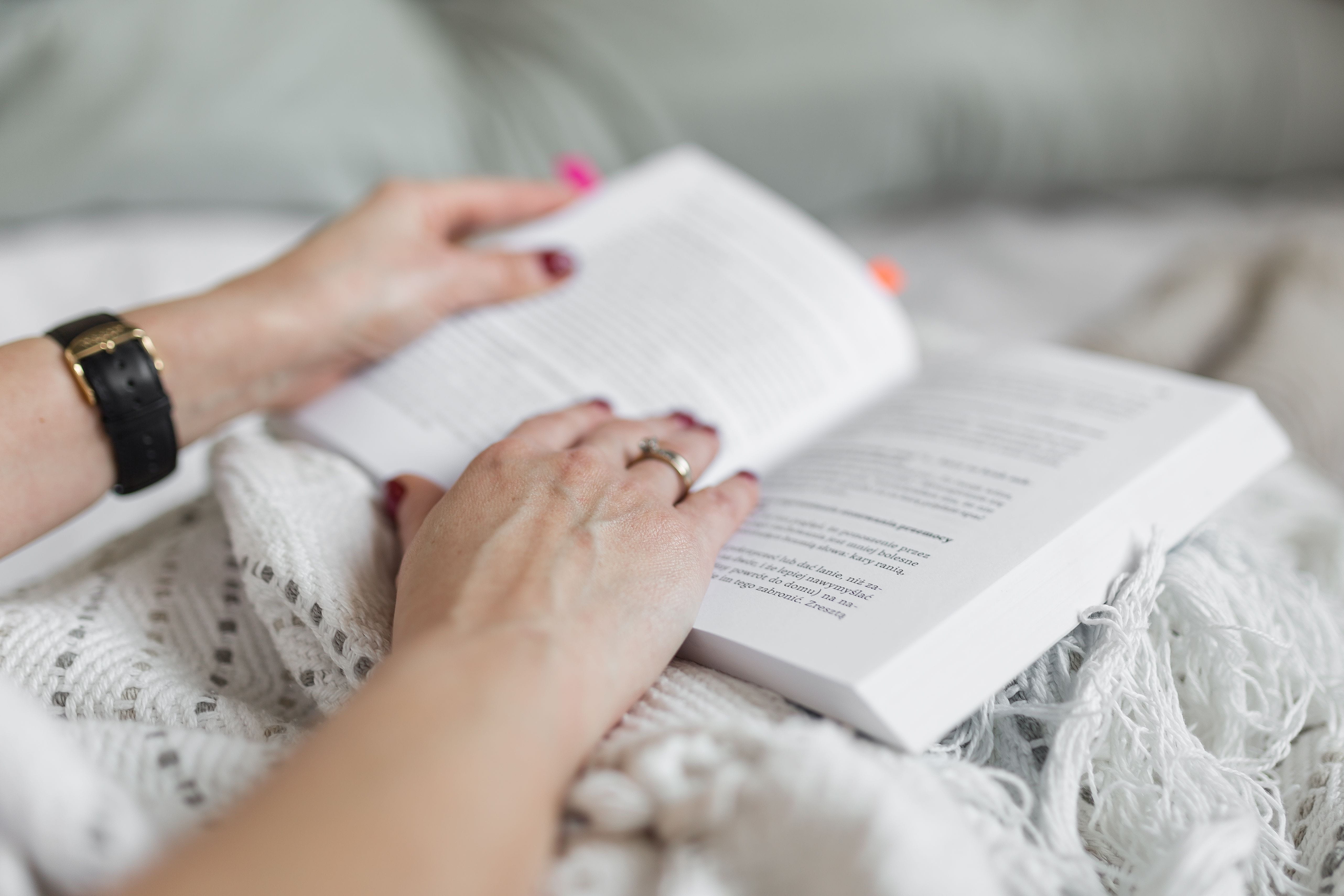 hand, book, close-up, education, selective focus, activity, paper, comfy, one Person, people, lifestyles, day, bed, hygge, females, blanket, cosy, home Interior, HD Wallpaper