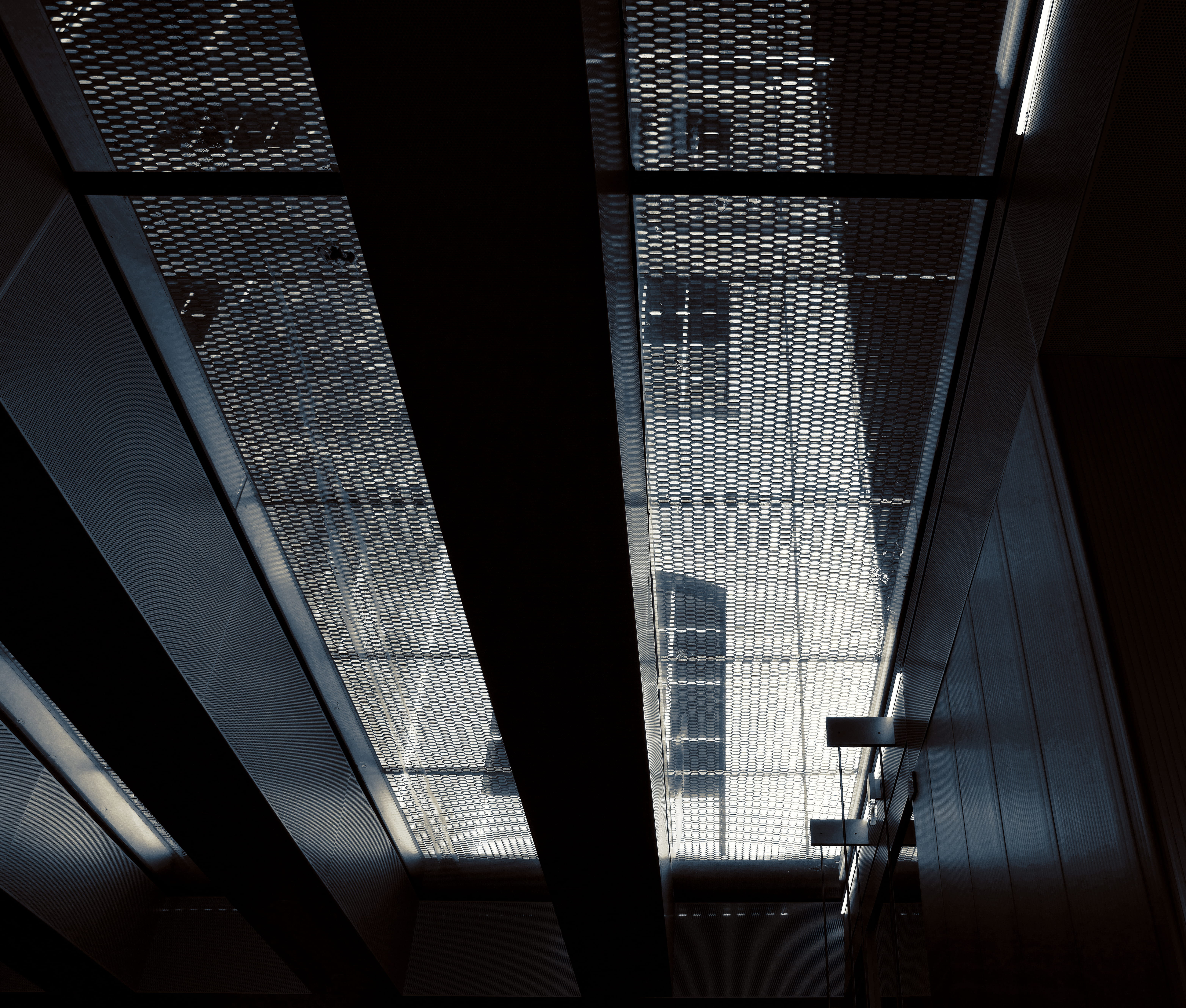 no people, day, glass - material, transparent, staircase, window, light, roof, prada, office building exterior, construction, low angle view, modern, skyscraper, HD Wallpaper