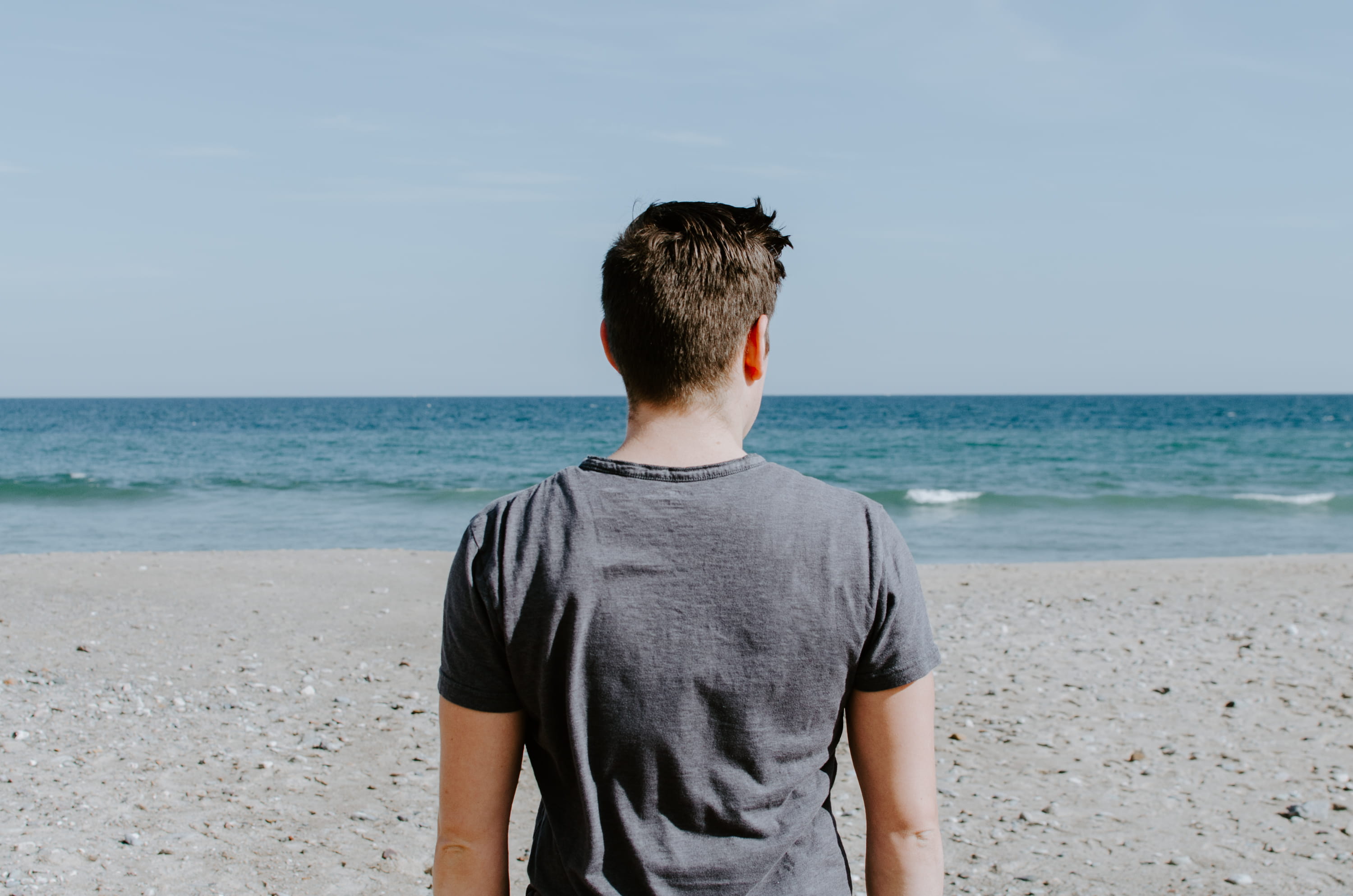 rear view, water, lifestyles, person, ocean, leisure activities, horizon over water, people, looking at view, men, united states, daytime, wave, scenics - nature, HD Wallpaper