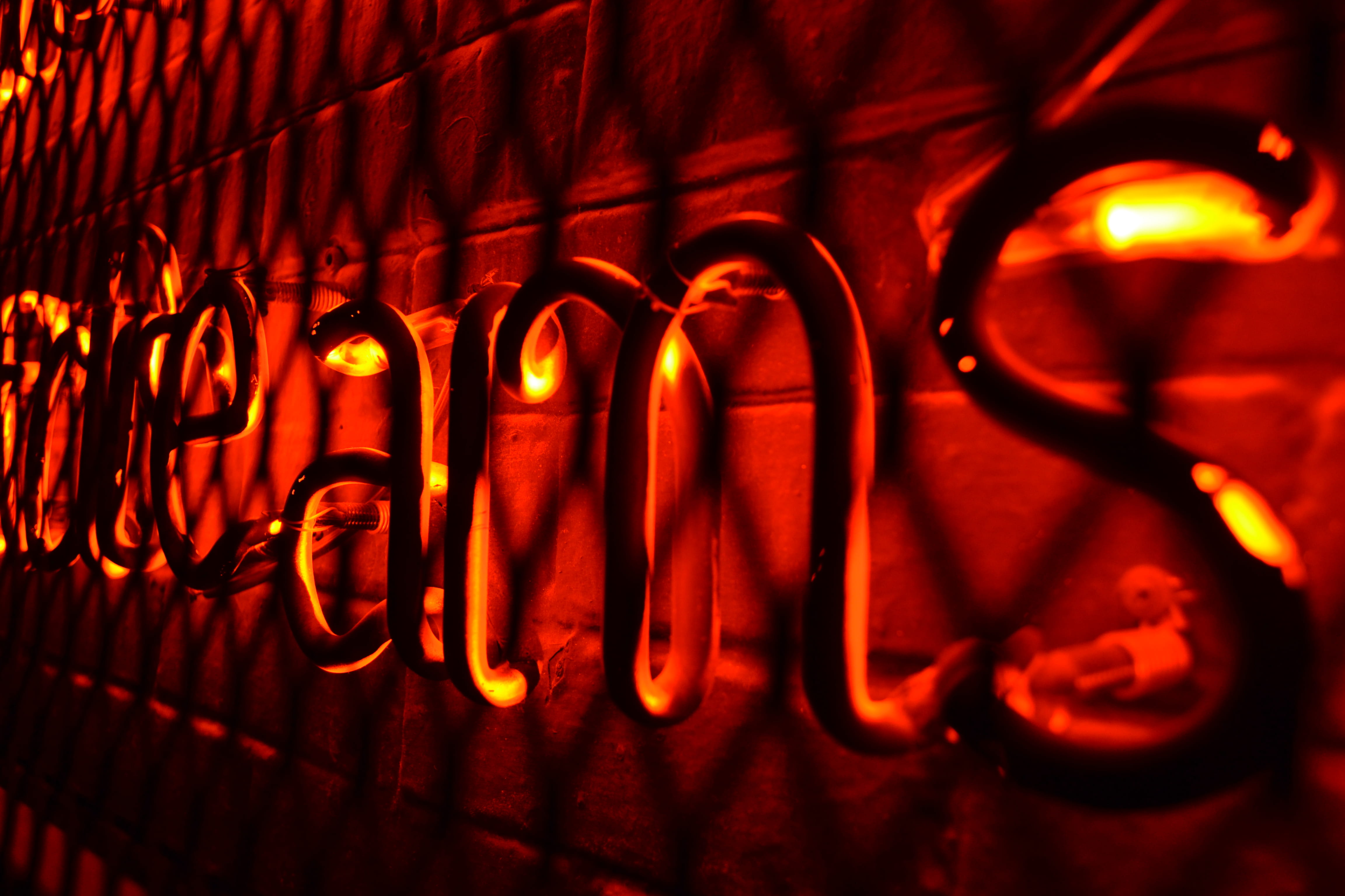 horseshoe, indoors, coat rack, crib, night, heart, red, electricity, heat - temperature, in a row, furniture, #neon #words #red #club, close-up, 4K, text, HD Wallpaper