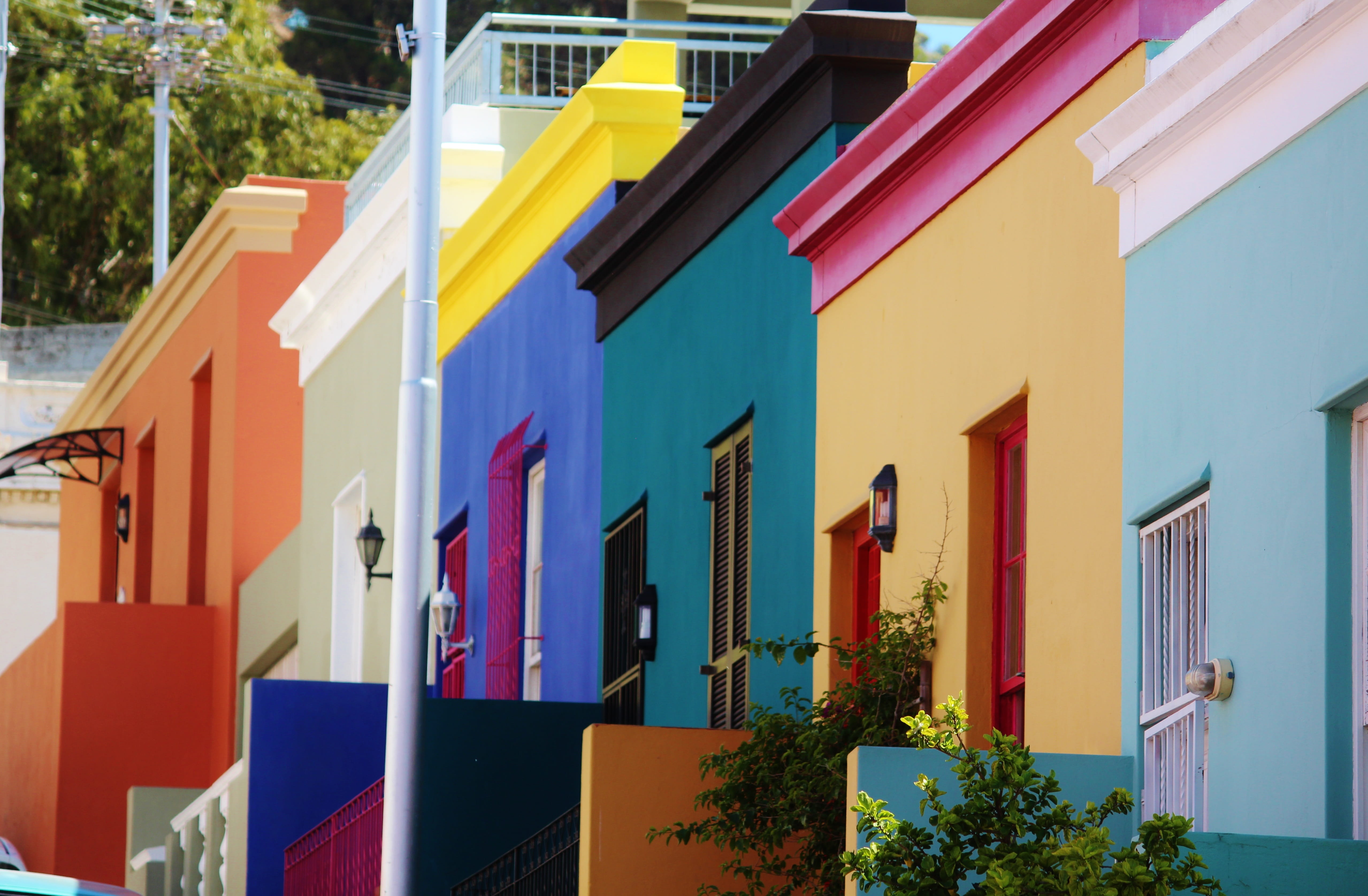 color, consumerism, Ascending, nature, house, homes, no people, building, residential district, row house, day, yellow, outdoors, building exterior, multi colored, HD Wallpaper
