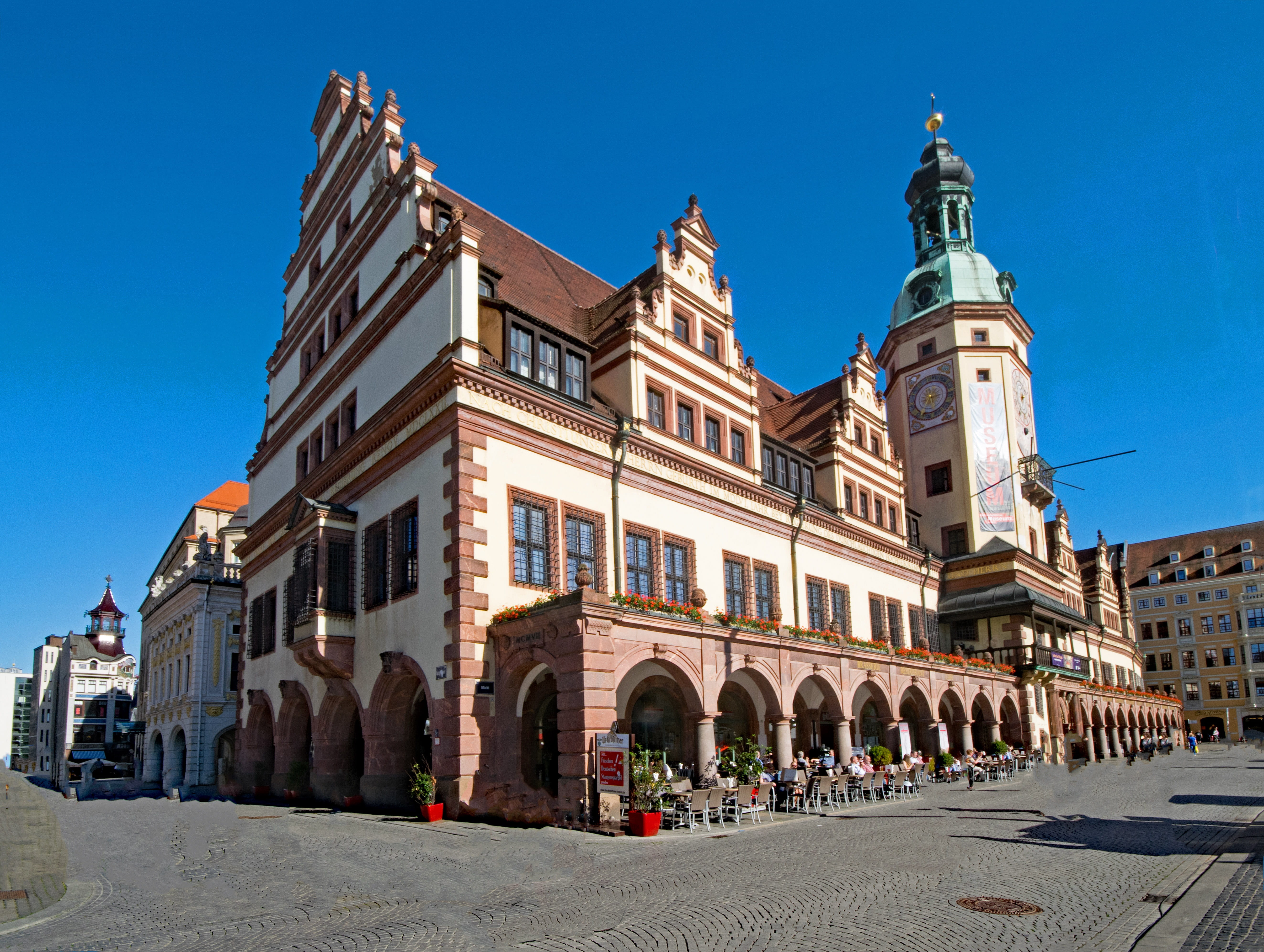 Old Town Hall, cityscape, Leipzig, street, culture, travel Locations, Saxony, tower, the past, city, sky, old building, building Exterior, religion, architecture, HD Wallpaper