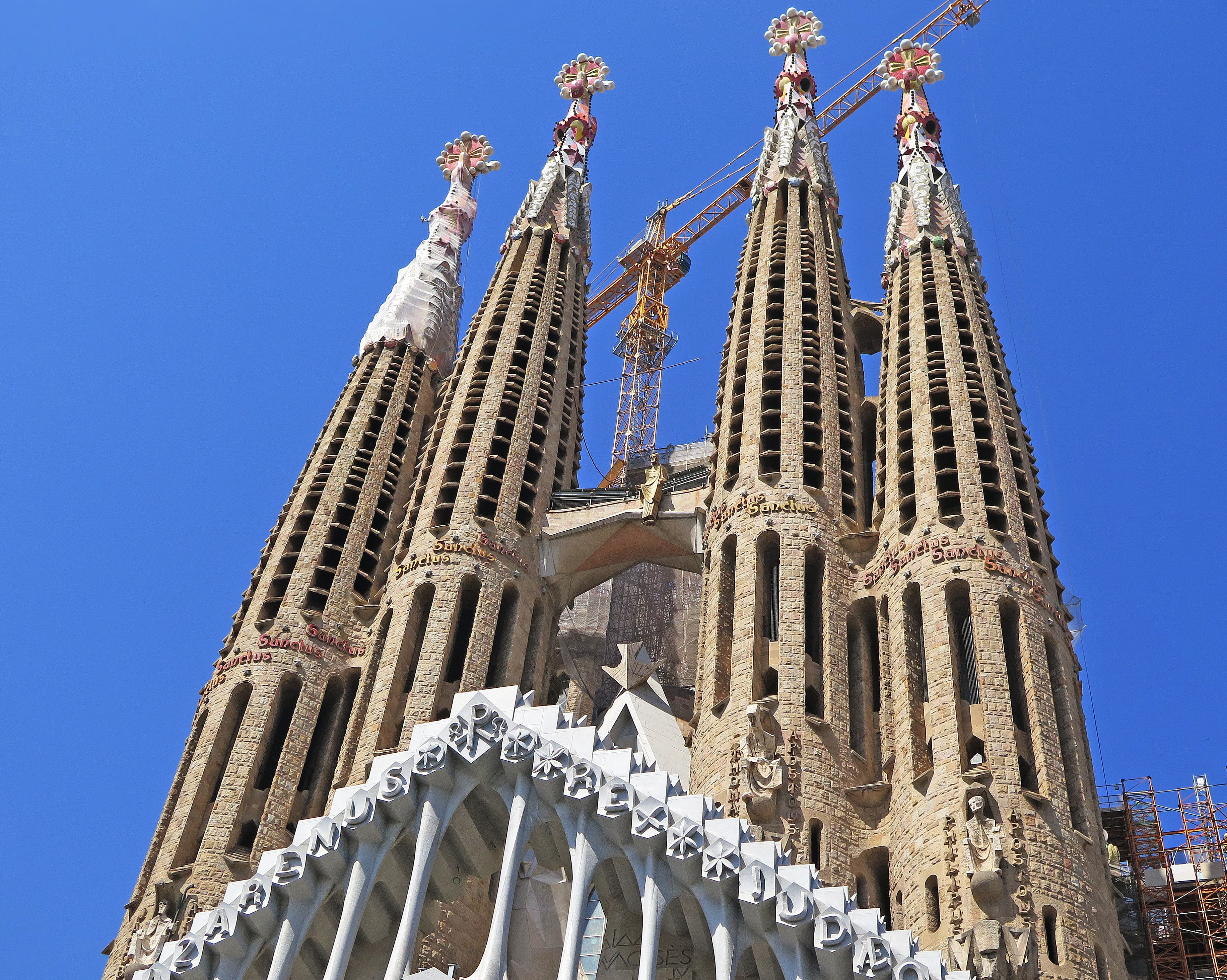cathedral, low angle view, construction art, sagrada Familia, europe, blue, famous Place, brown, tall - high, skyscraper, Cathedral, history, architecture And Buildings, HD Wallpaper