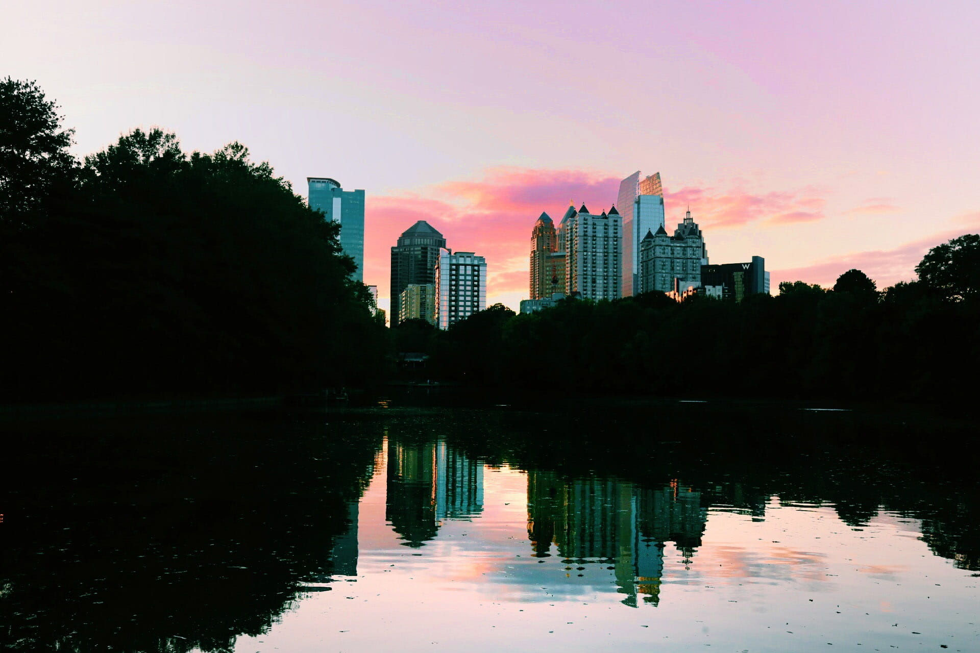 nature, office building exterior, cloud - sky, river, 1080P, atlanta, Atlanta, austin - Texas, piedmont, built Structure, lake, no people, uSA, skyline, HD Wallpaper