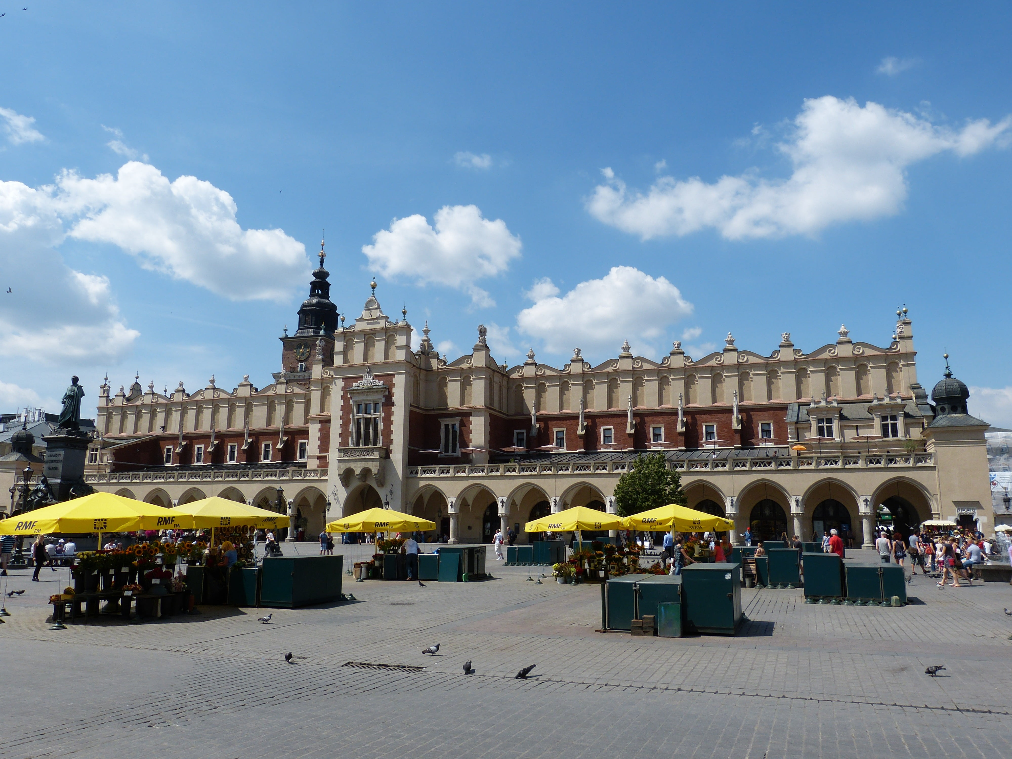 built structure, street, krakow, facade, black, parasol, marketplace, arch, cloth hall, brown, historic old town, tourism, space, cloud - sky, building exterior, HD Wallpaper