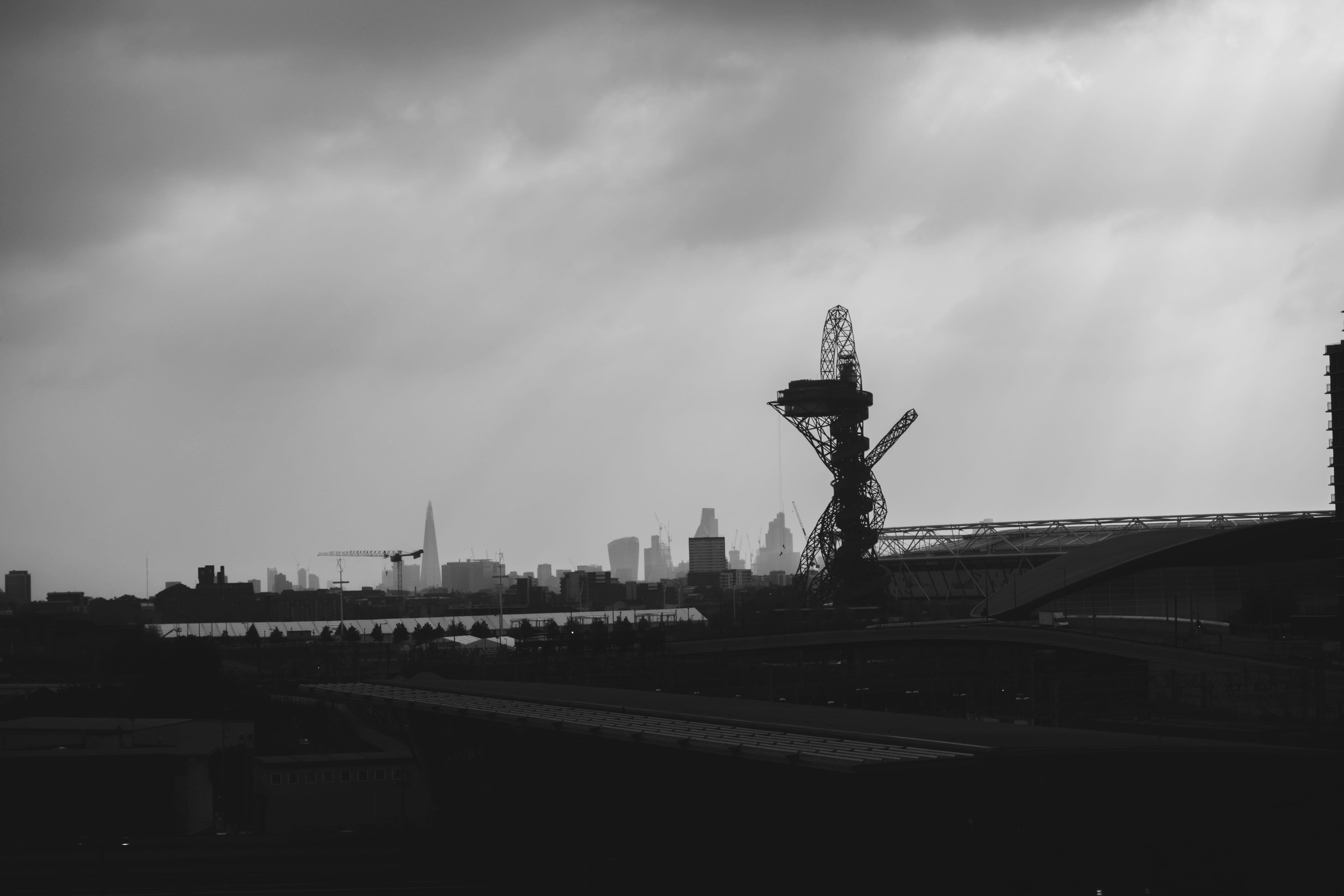 cloud - sky, travel destinations, skyline, skyscraper, sky, tower, stratford, transportation, dusk, no people, building, building exterior, cityscape, travel, HD Wallpaper