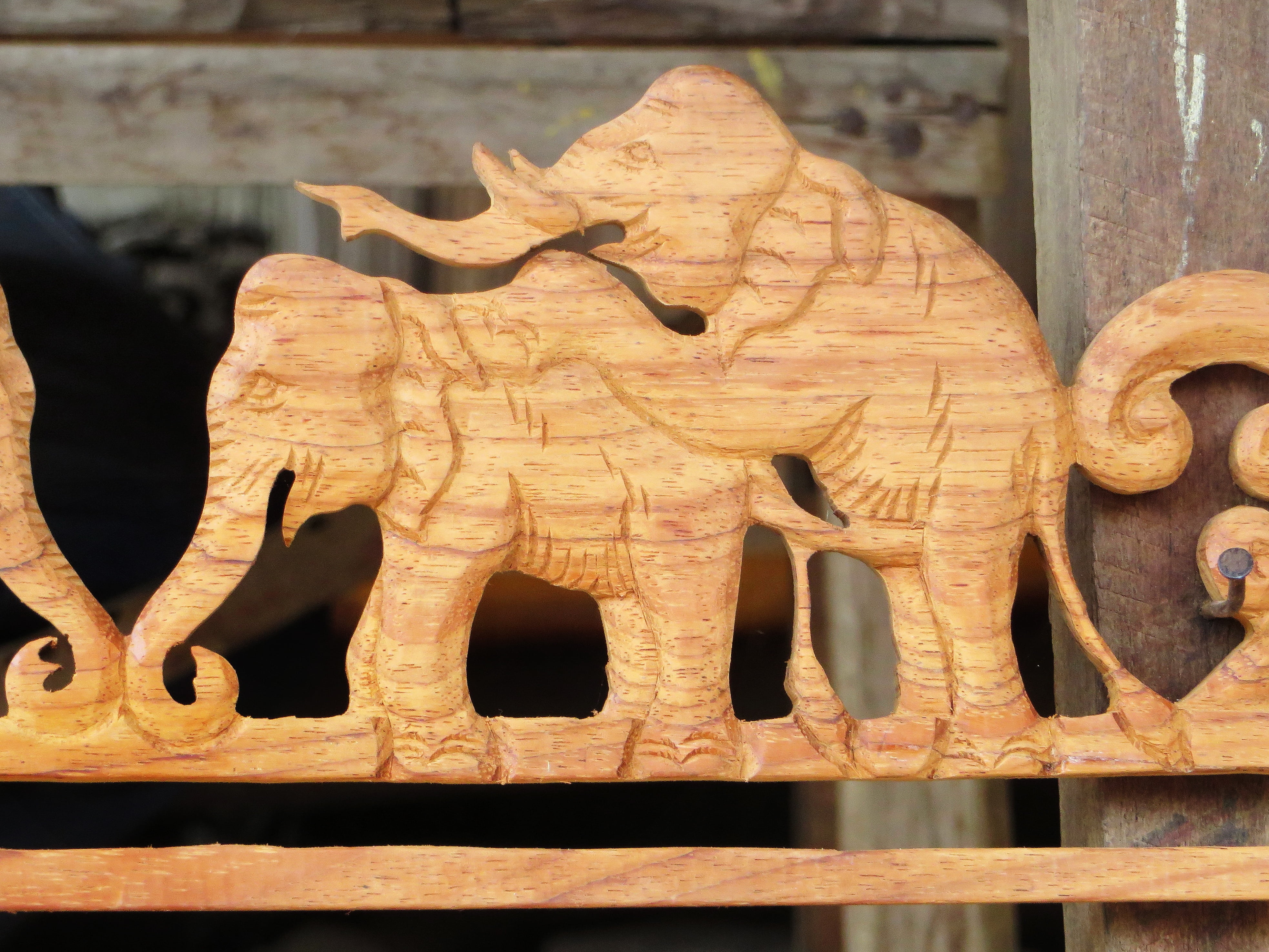 sunlight, art, frieze, close-up, decoration, wood - Material, elephant, day, woodcarving, sculpture, carving - craft product, outdoors, metal, laos, animal, HD Wallpaper