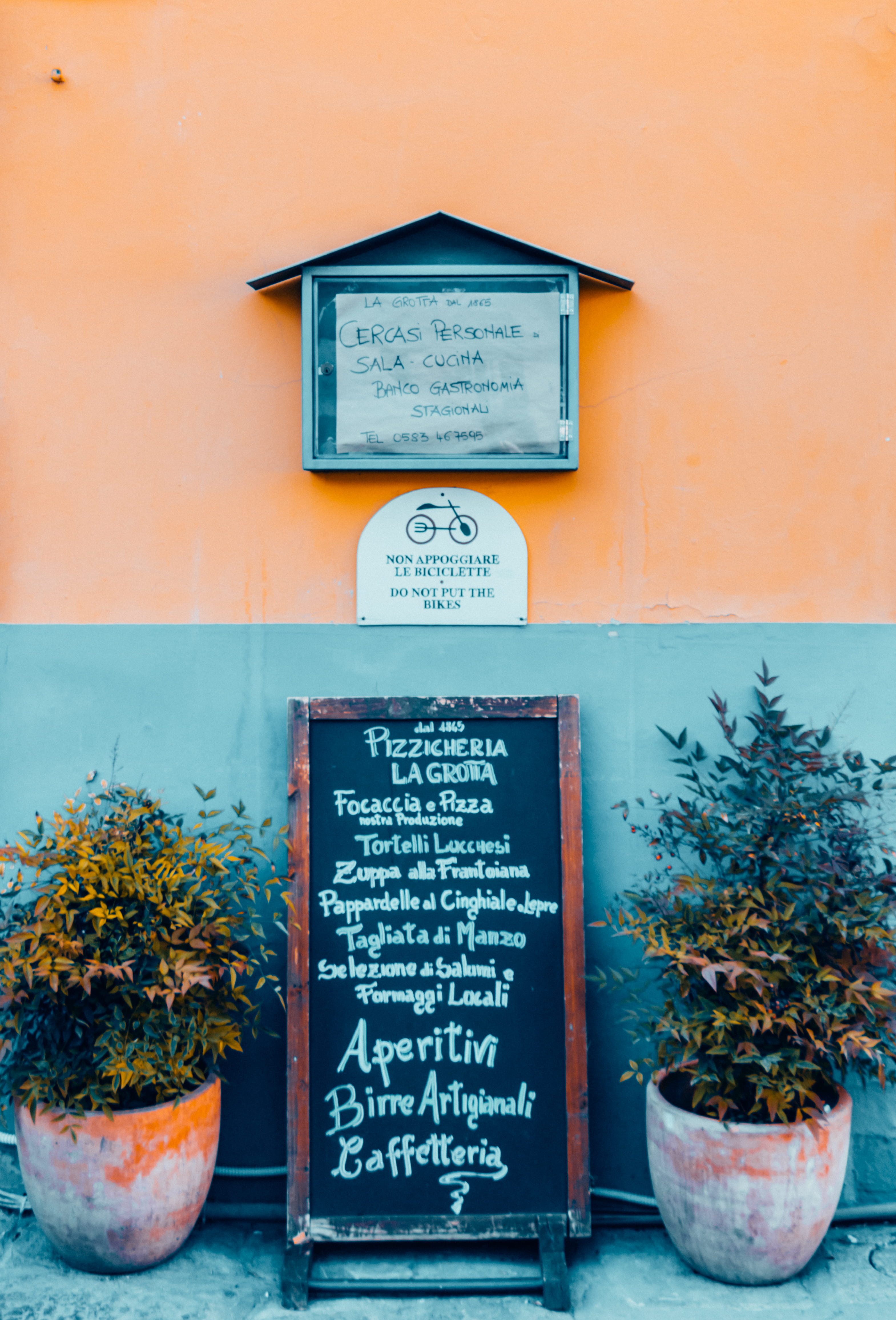 non-western script, flower pot, pizzicheria, architecture, growth, script, day, signage, text, western script, sign, no people, pottery, vase, outdoors, Phone HD Wallpaper