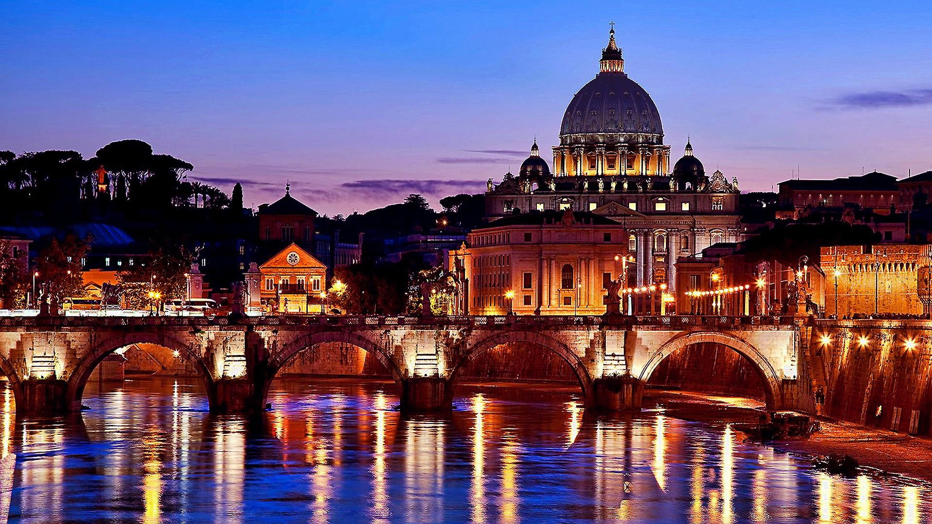 tiber, italy, tourism, sky, basilica, bridge - man made structure, travel destinations, rome, arch bridge, architecture, saint peters square, building exterior, HD Wallpaper