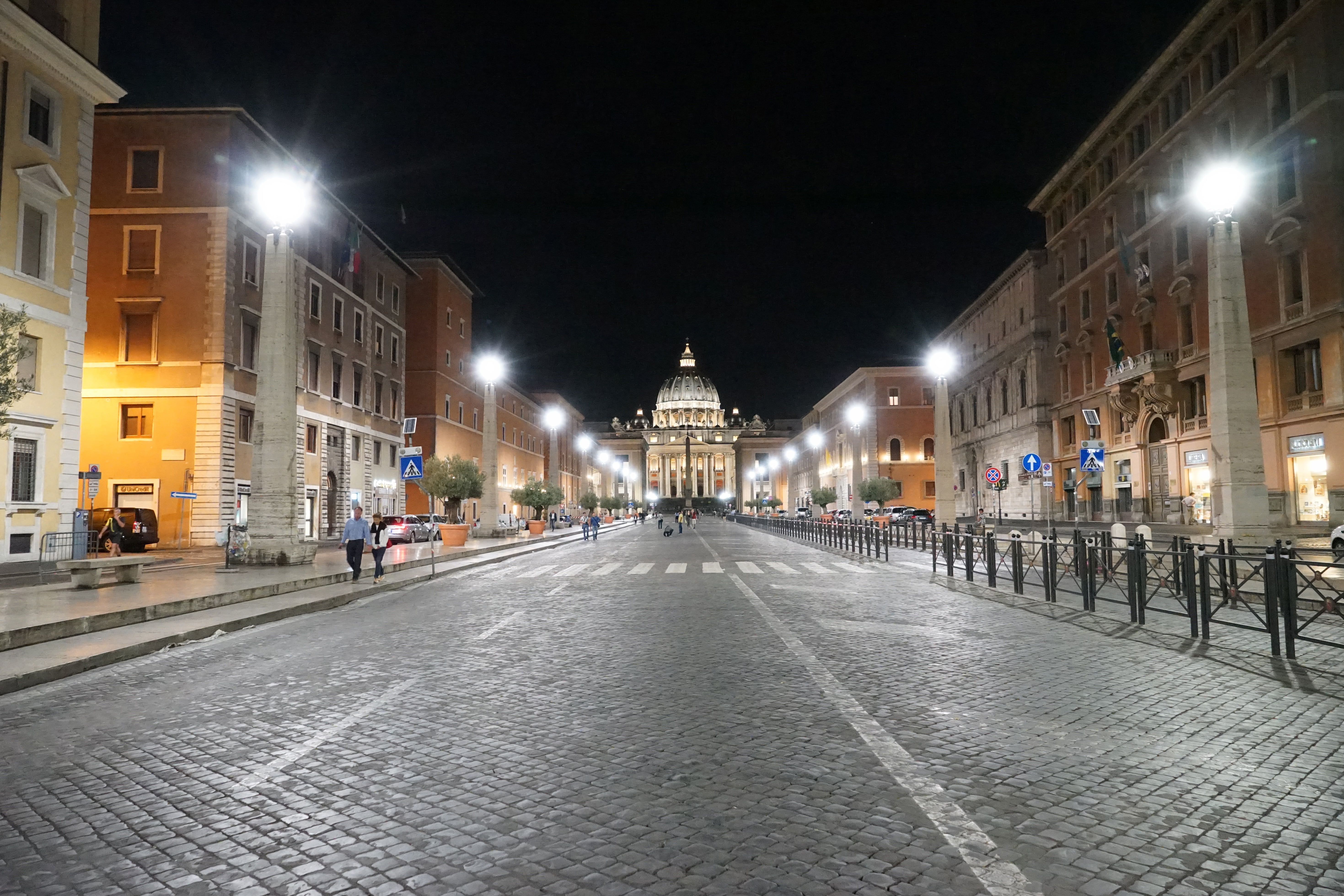 building, town, places of interest, europe, faith, road, tourism, illuminated, vatican, architecture, diminishing perspective, space, street, direction, HD Wallpaper