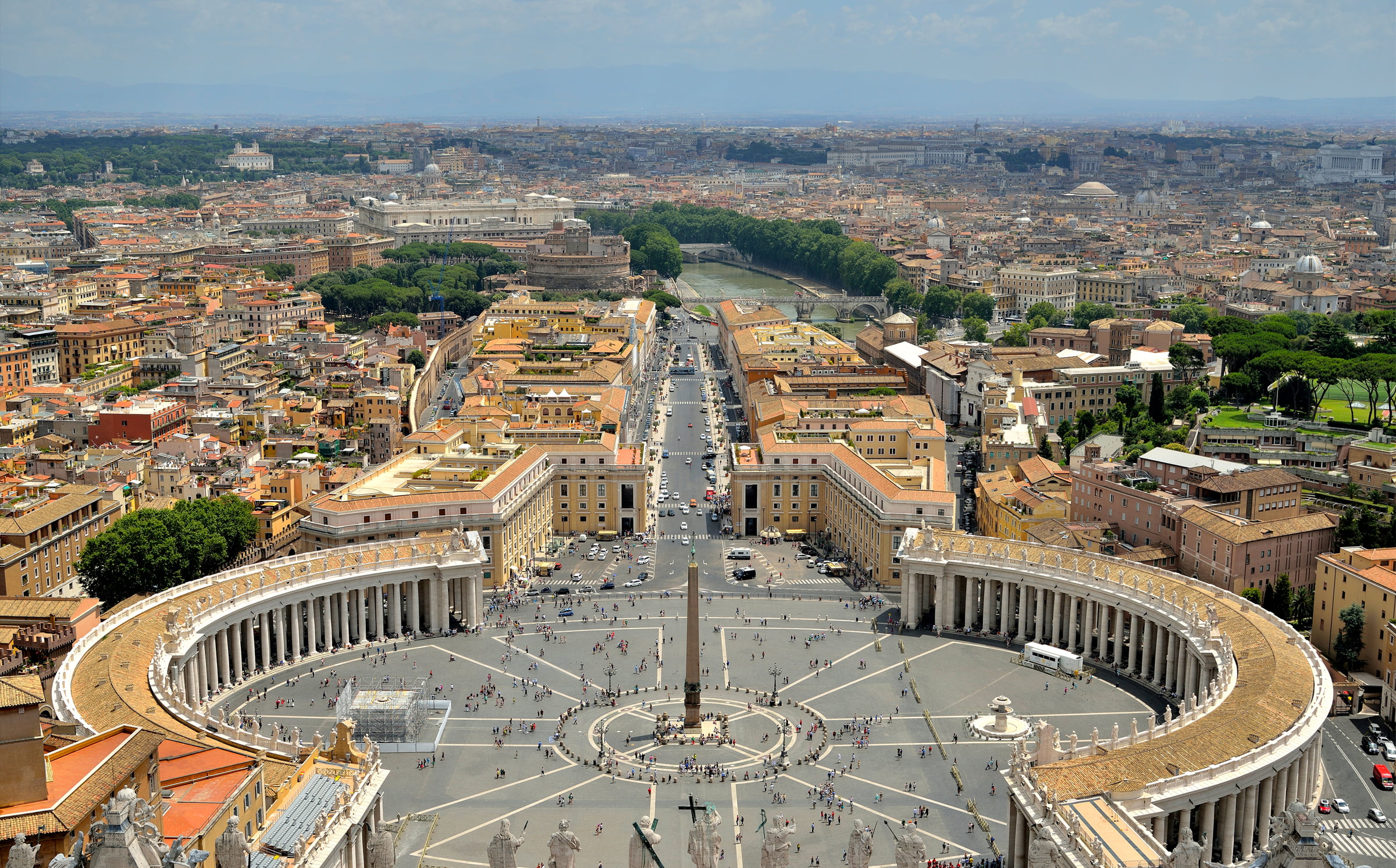 home, tourism, travel, monument, history, outdoors, incidental people, Piazza San Pietro, city, crowd, travel destinations, aerial view, St. Peters square, HD Wallpaper