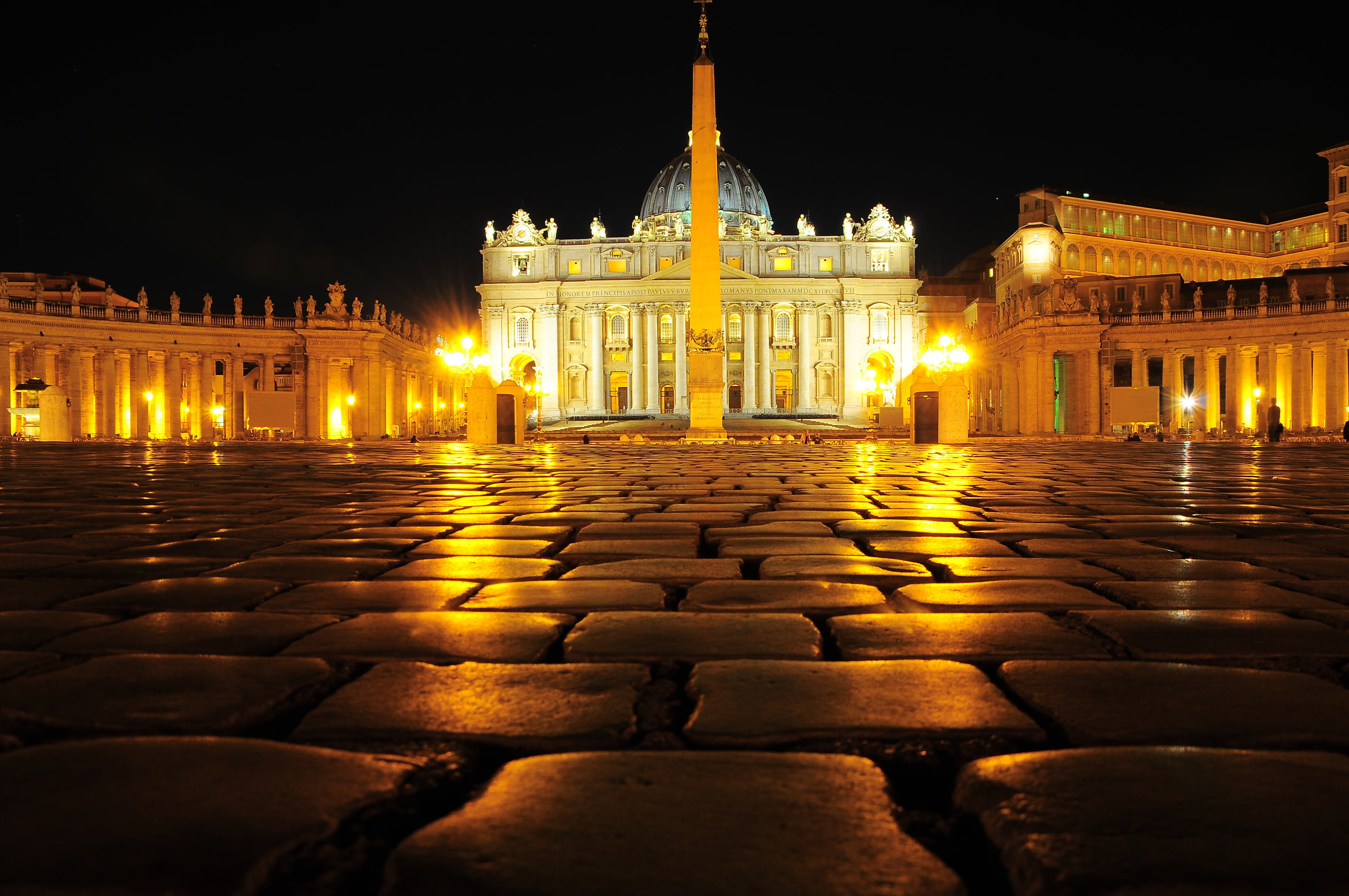 no people, St. Peters square, the past, architecture, government, tourism, lights, travel, building exterior, travel destinations, 2K, city, nature, history, HD Wallpaper