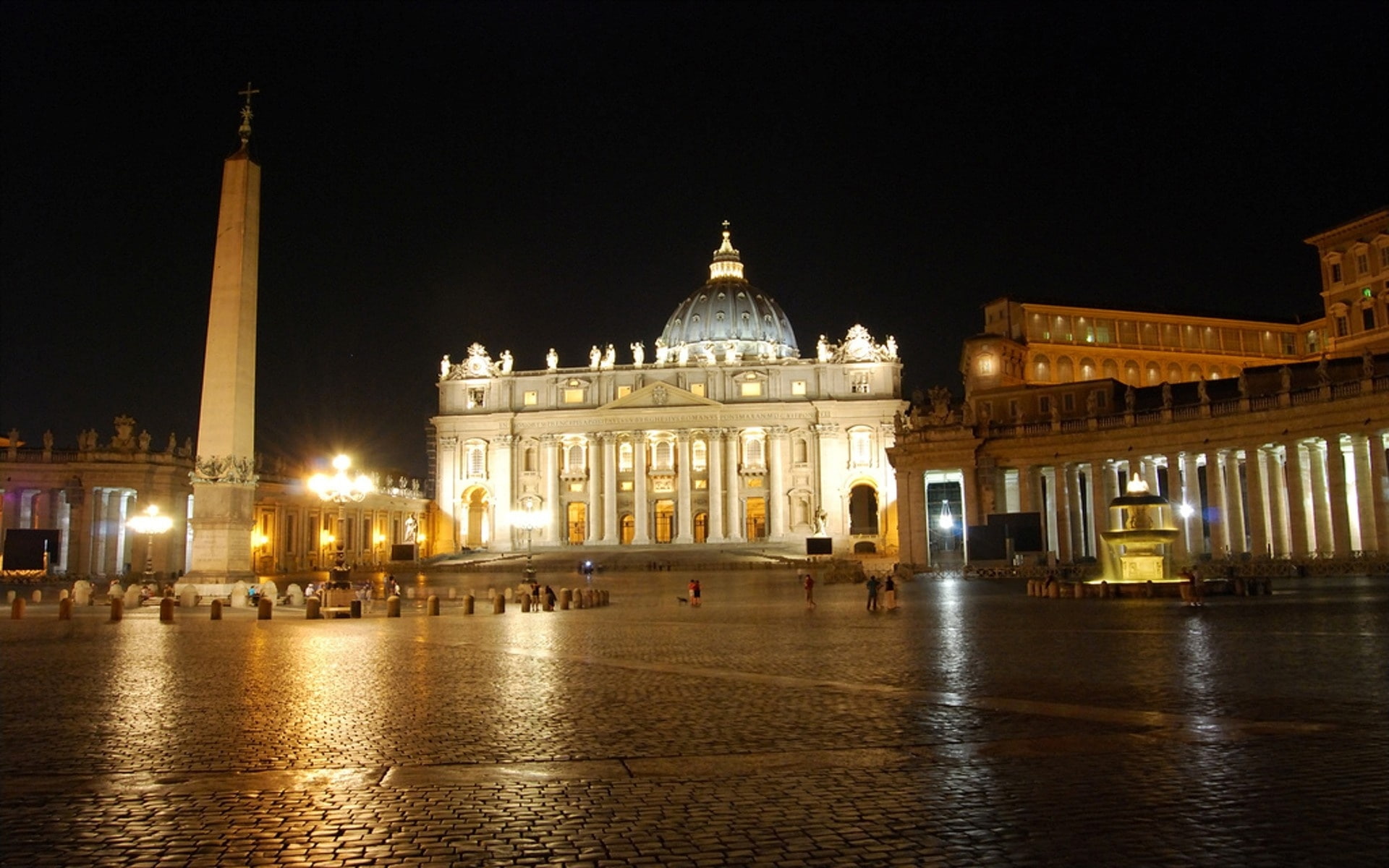 during, night, pietro, 1080P, piazza, san, travel and world, HD Wallpaper