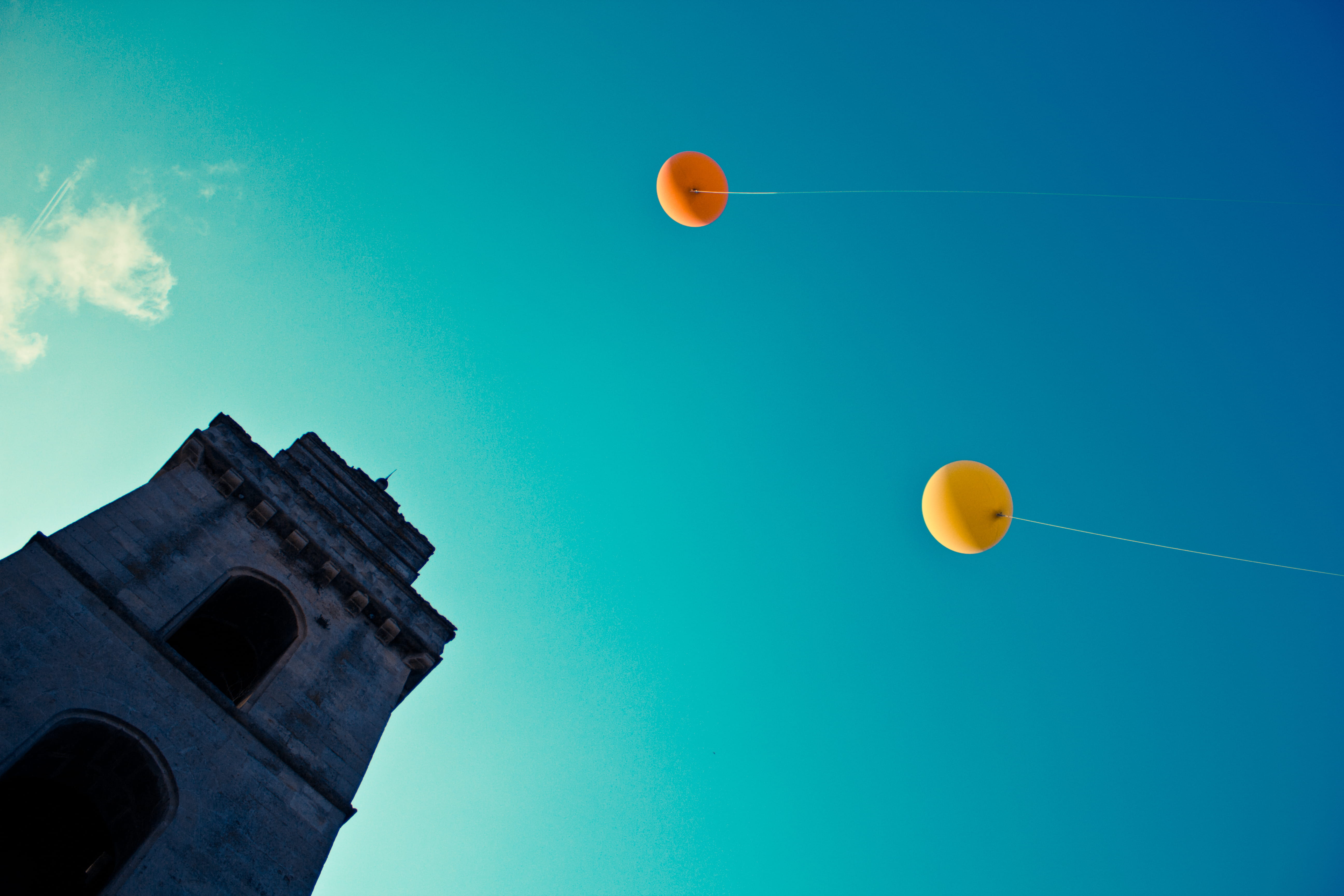 building, matera, sky, italy, blue, moon, outdoors, place of worship, piazza san pietro barisano, clear sky, 5K, architecture, nature, low angle view, HD Wallpaper