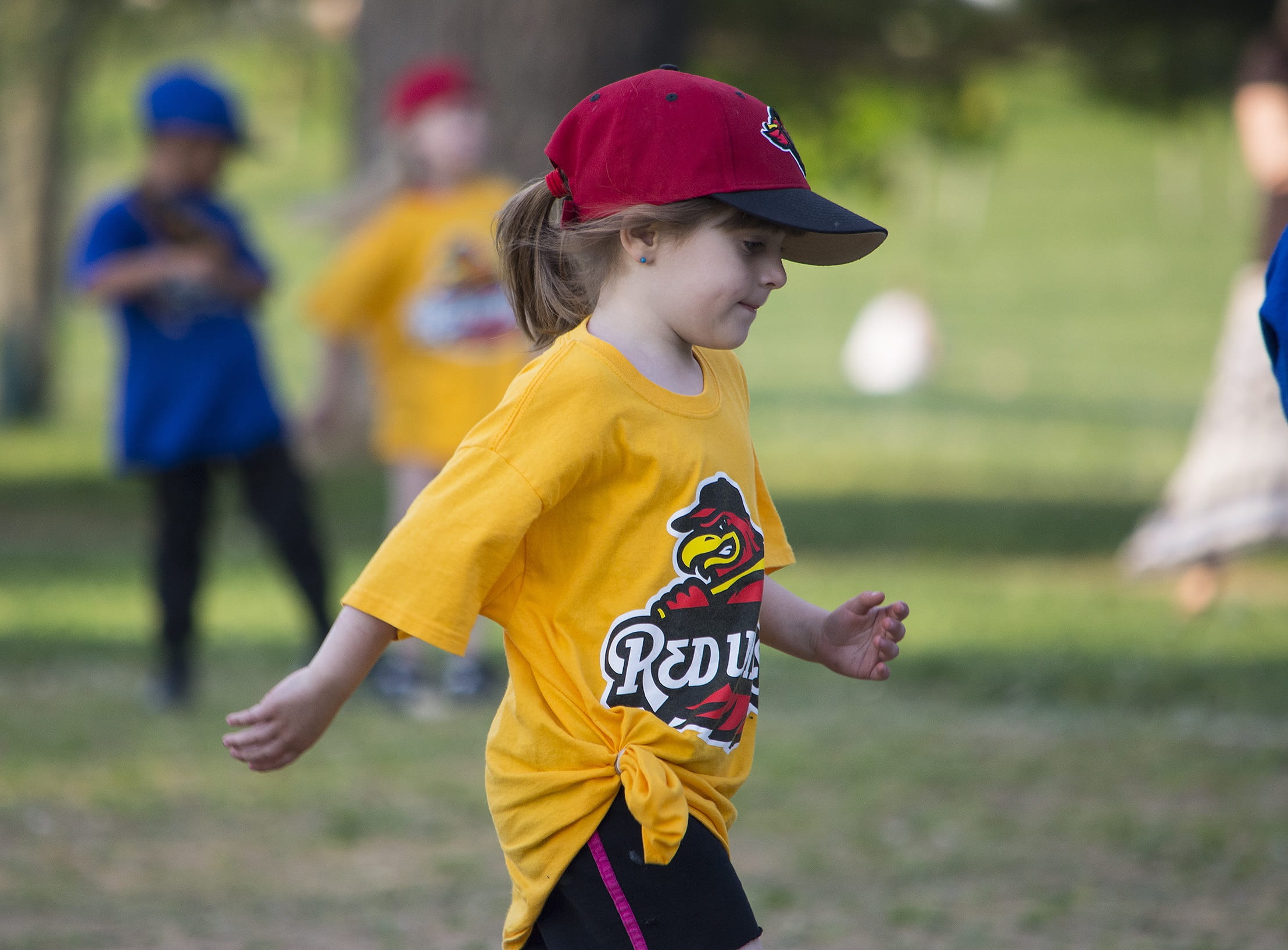 cap, innocence, child, focus on foreground, hat, people, males, standing, men, mit, softball, 1080P, team, outdoors, looking, boys, side view, childhood, HD Wallpaper