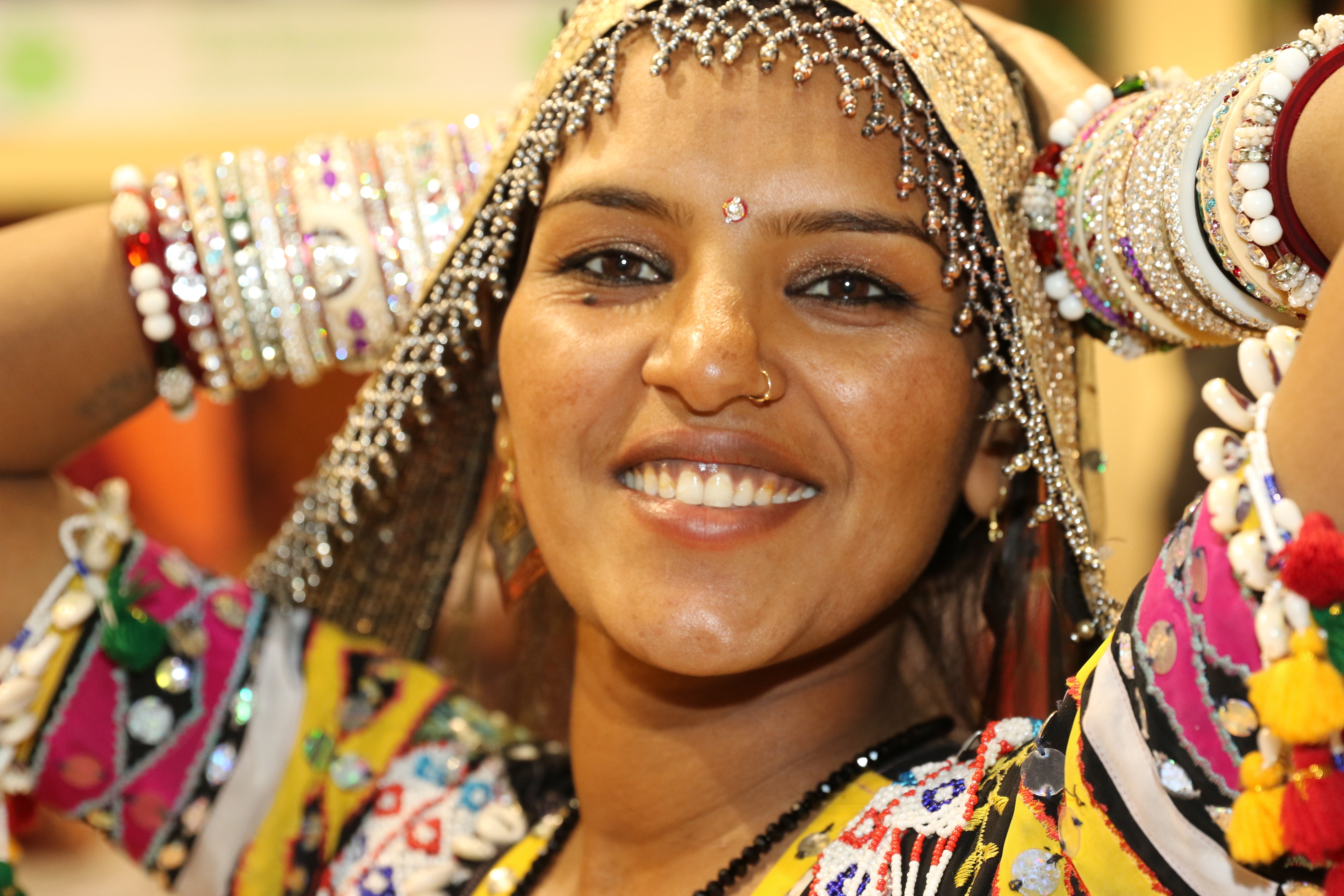 traditional Clothing, jewelry, one person, dance, close-up, folklore, pink, beautiful woman, people, scarf, beauty, colorful, adult, emotion, woman, smiling, HD Wallpaper