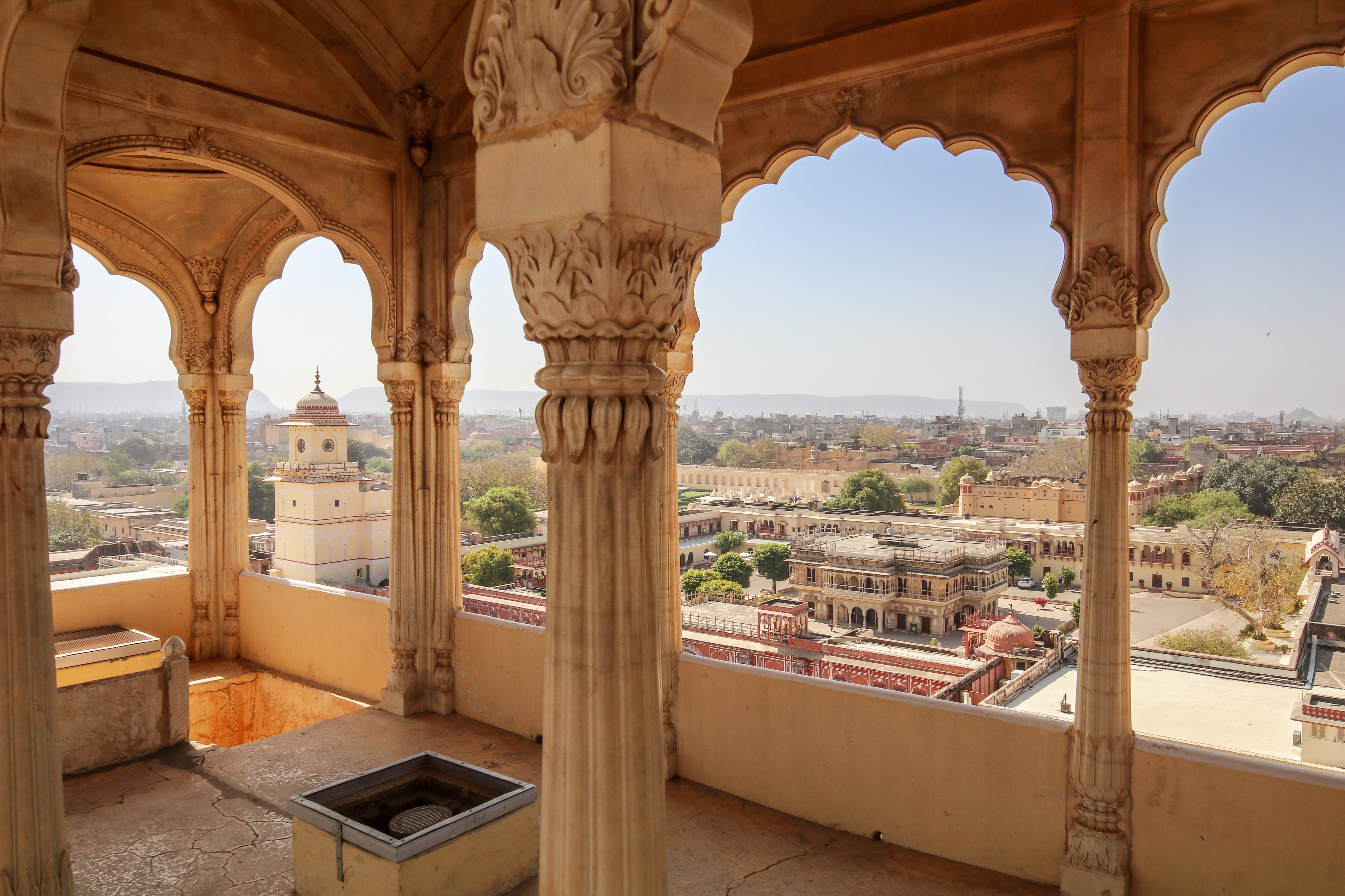 sky, city, building exterior, building, rajasthan, built structure, architecture, travel, view, the past, courtyard, cityscape, outdoors, no people, sunlight, HD Wallpaper