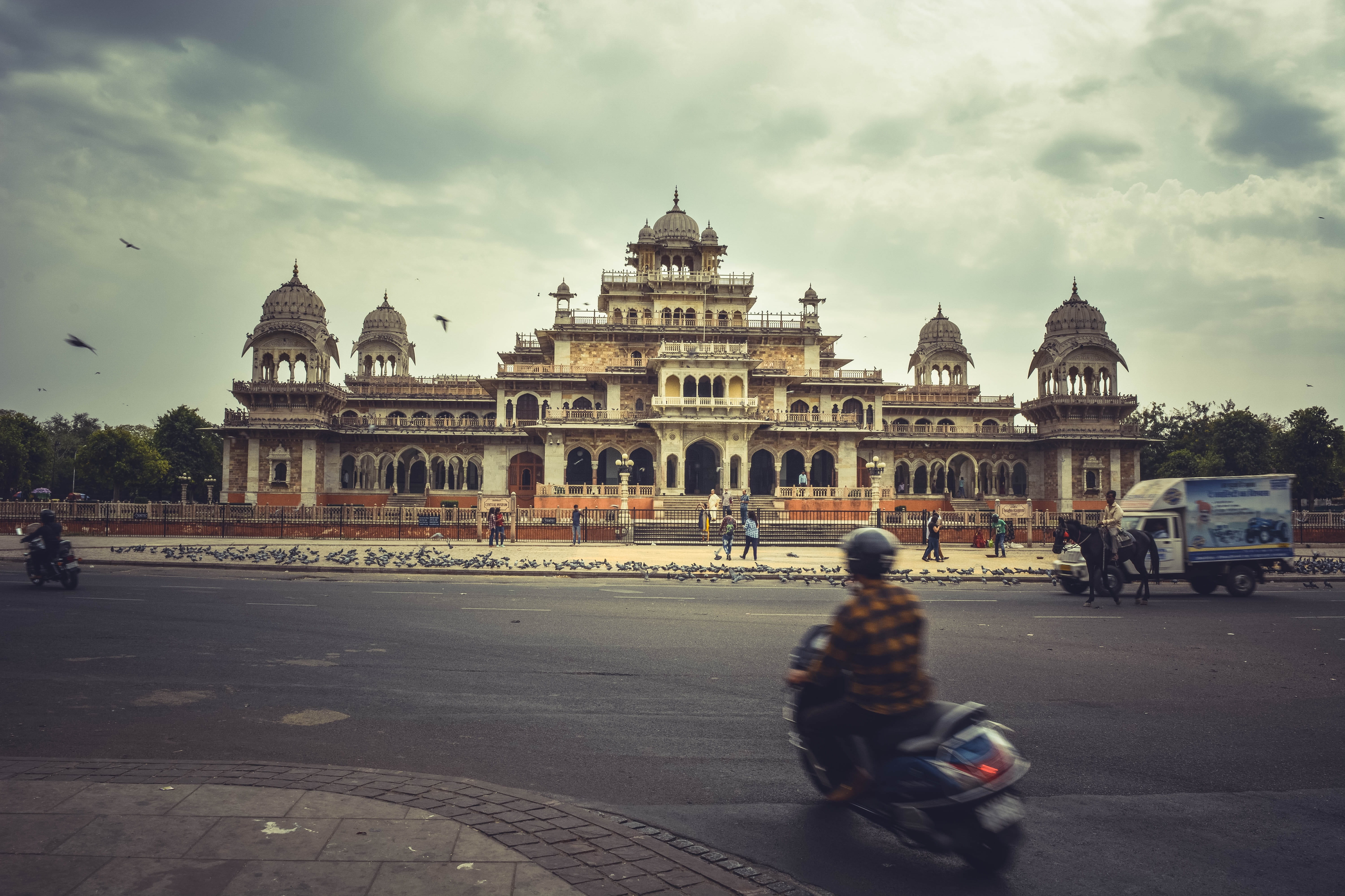creativity, maharaja, design, jaipur, government, outdoors, sky, mode of transportation, rajasthan, street, tourism, monument, cloud - sky, one person, HD Wallpaper
