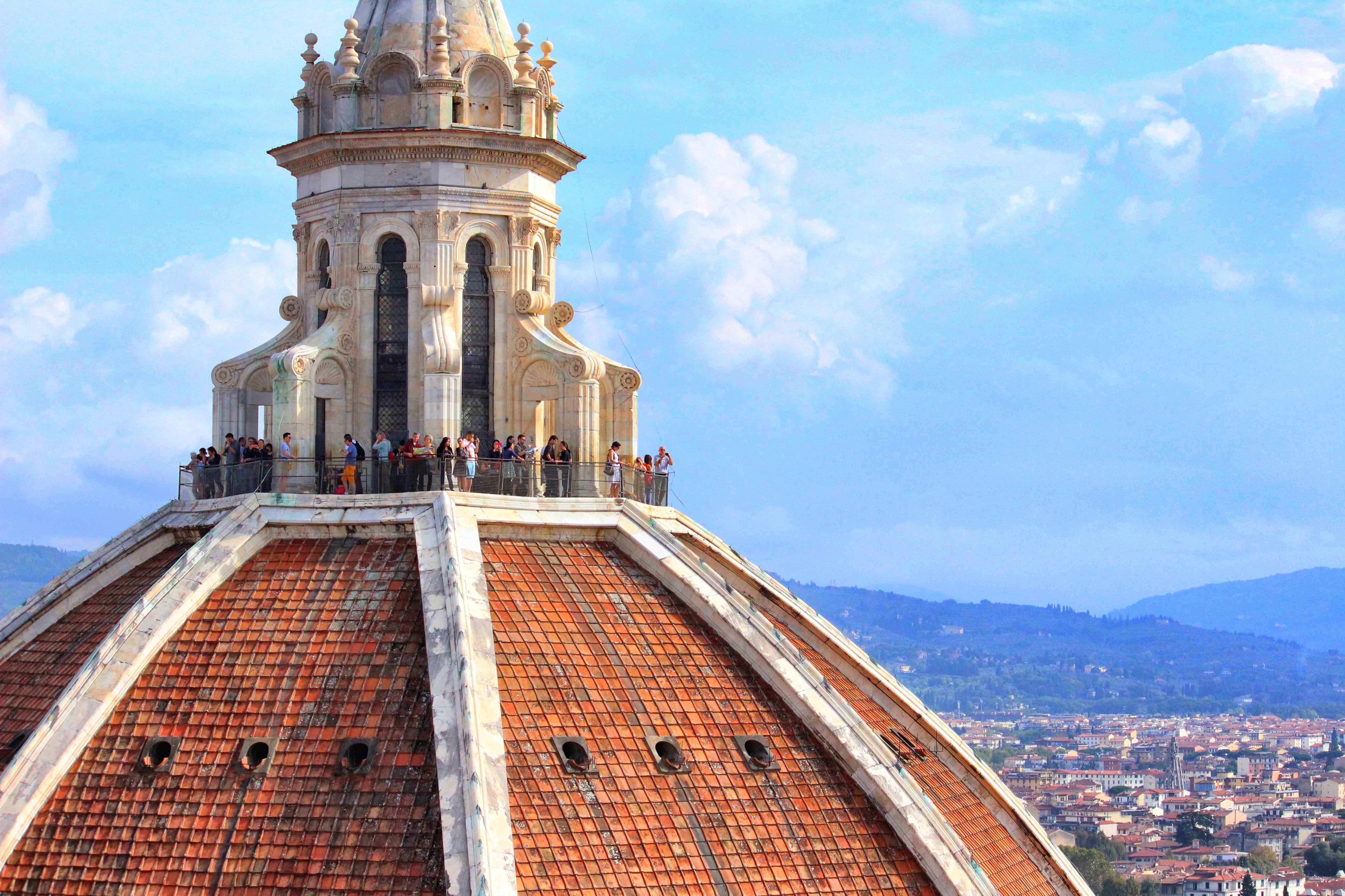 building exterior, architecture, tower, il duomo, italy, low angle view, cloud - sky, firenze, europe, tourism, daytime, religion, dome, landscape, cathedral, HD Wallpaper