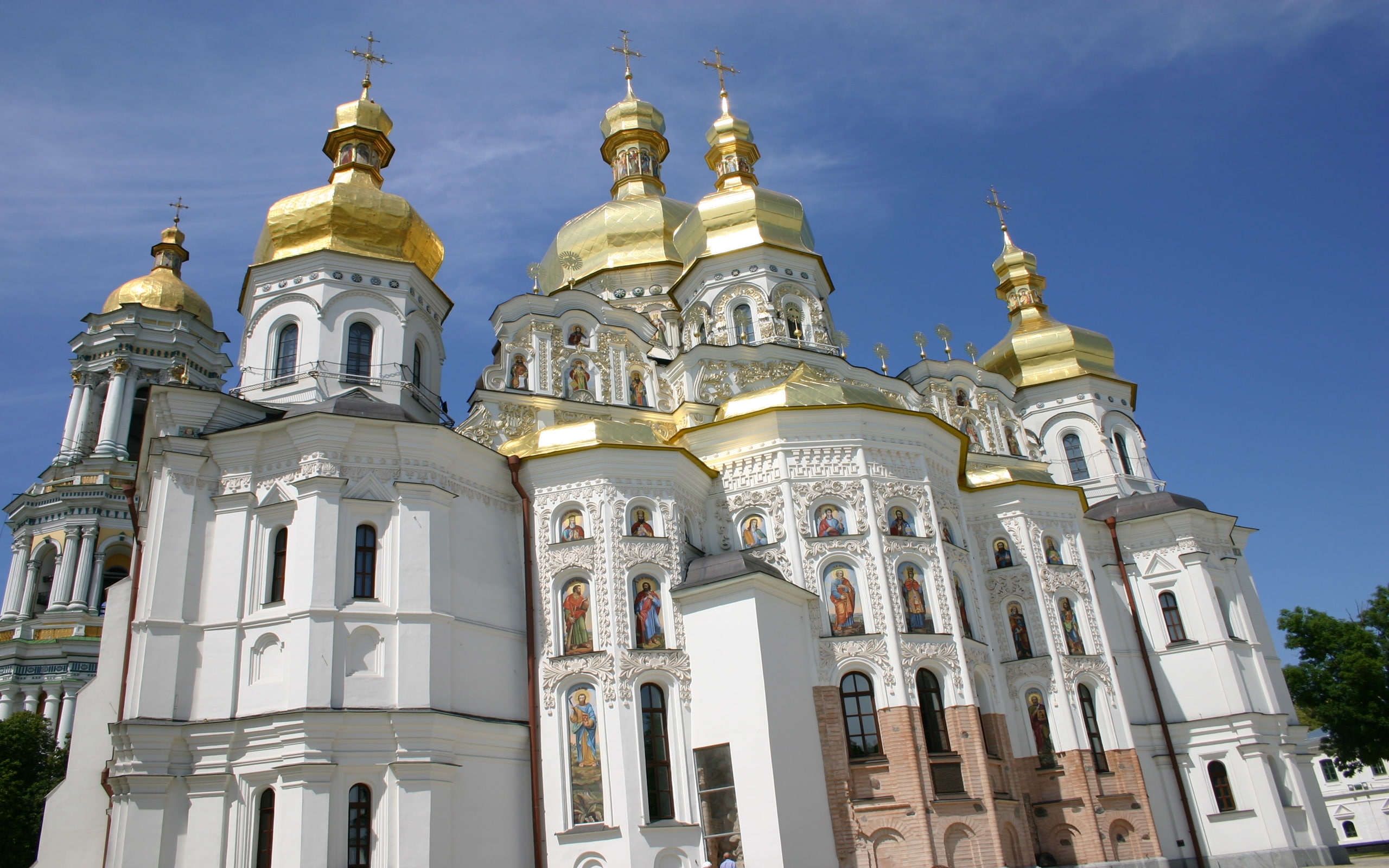 caves, michael, kiev, 2K, st, domes, vydubichi, monastery, golden, church, HD Wallpaper