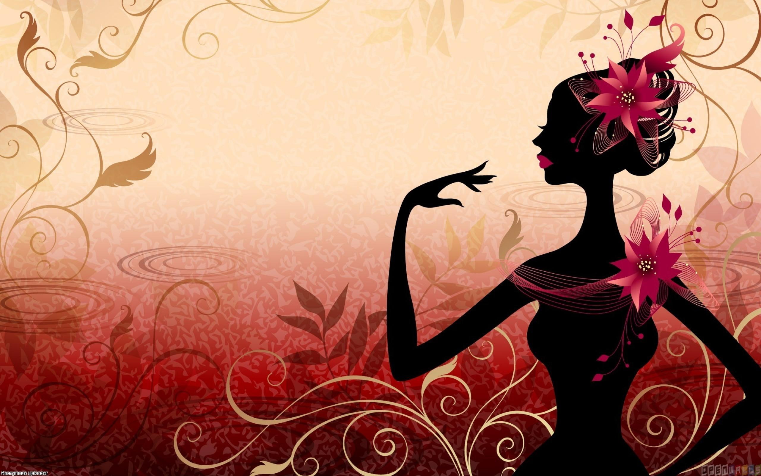 pattern, artistic, softly, beautiful, lovely, hair, tender touch, woman, flowers, shadow, gentle, girls, 2K, HD Wallpaper