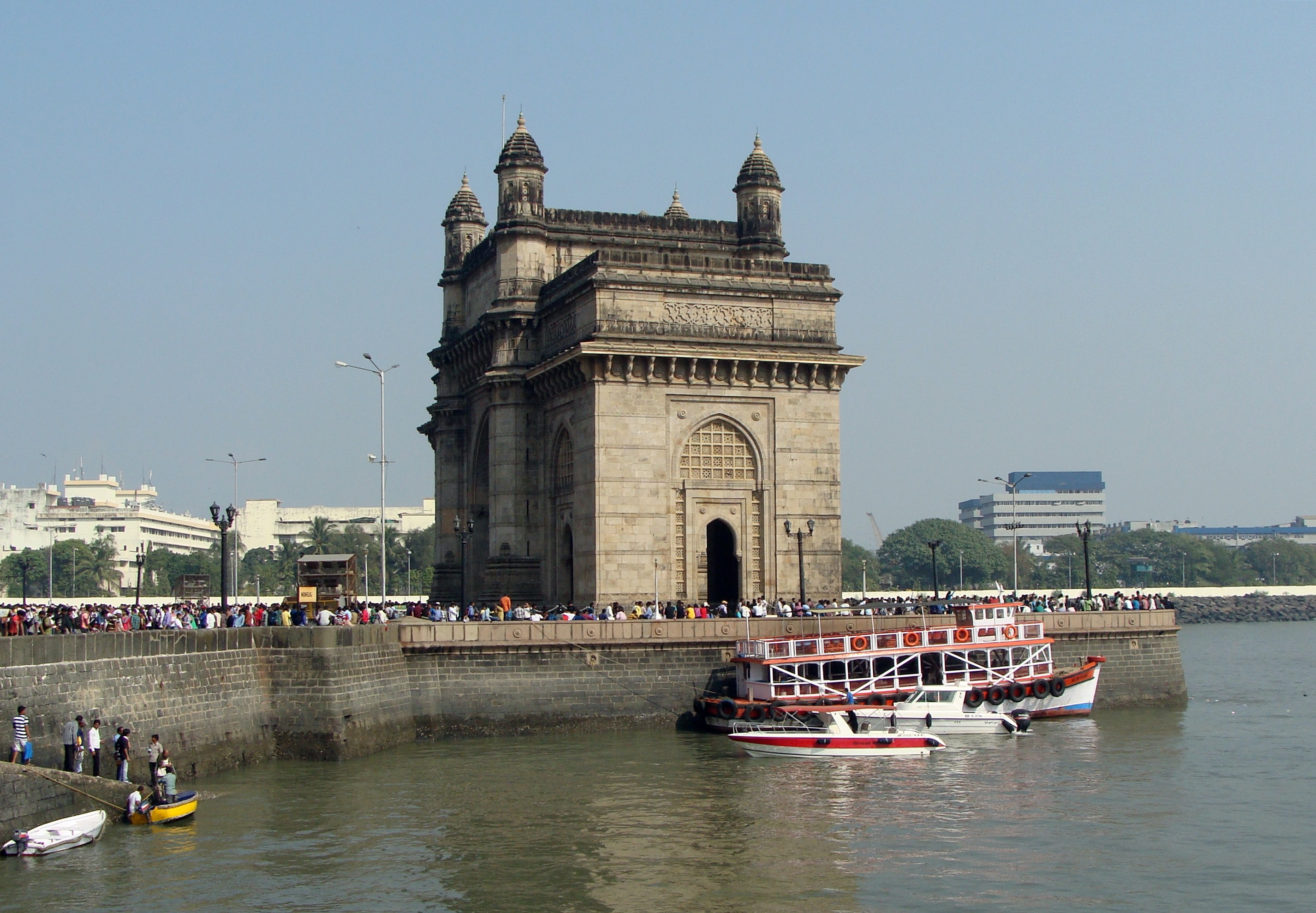 passenger craft, built structure, travel, water, arabian sea, travel destinations, indo-saracenic revival, 2K, building exterior, mode of transportation, HD Wallpaper
