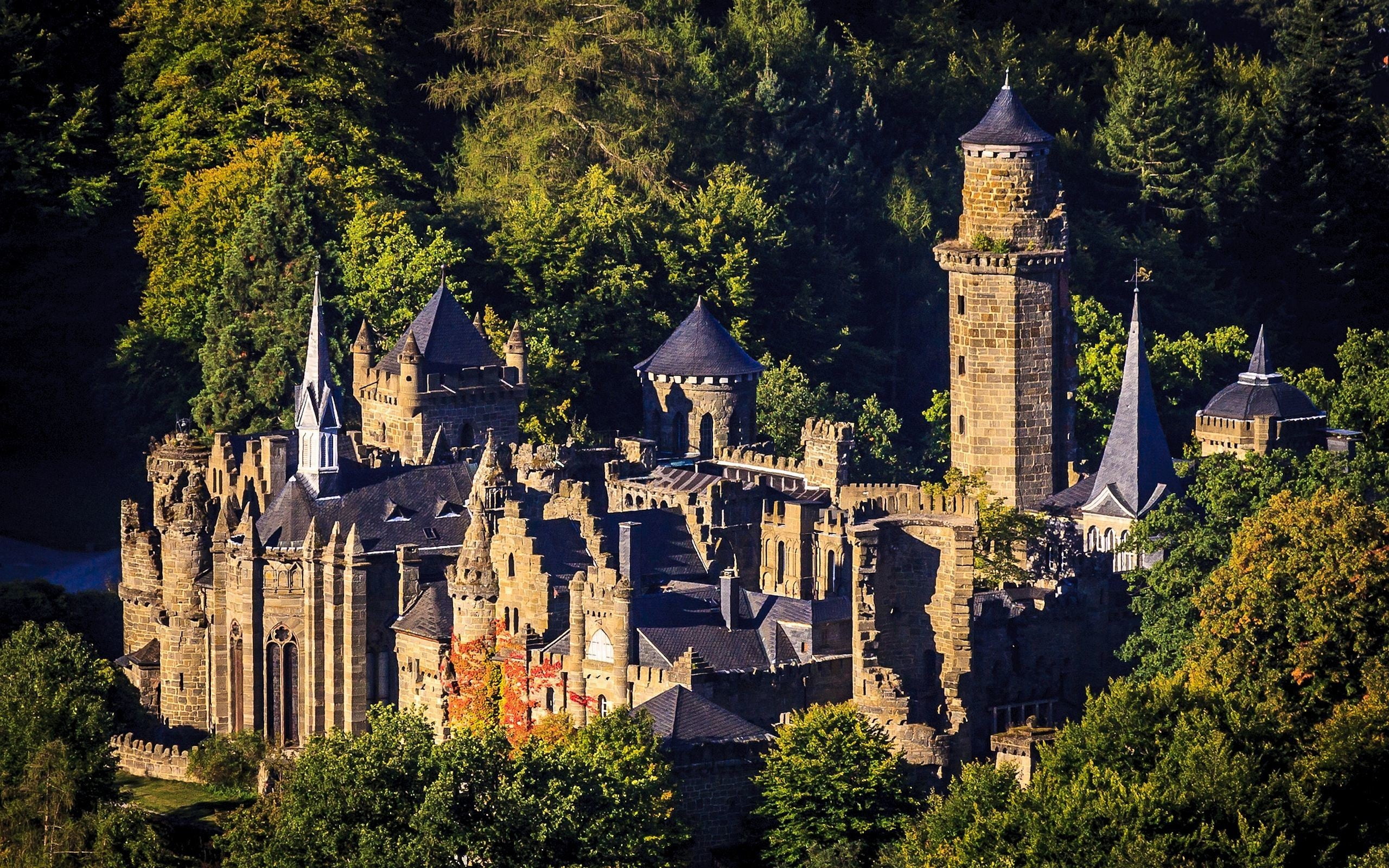 growth, spirituality, no people, building exterior, old building, building, history, castle, Löwenburg Castle, tree, landscape, 2K, plant, religion, nature, HD Wallpaper