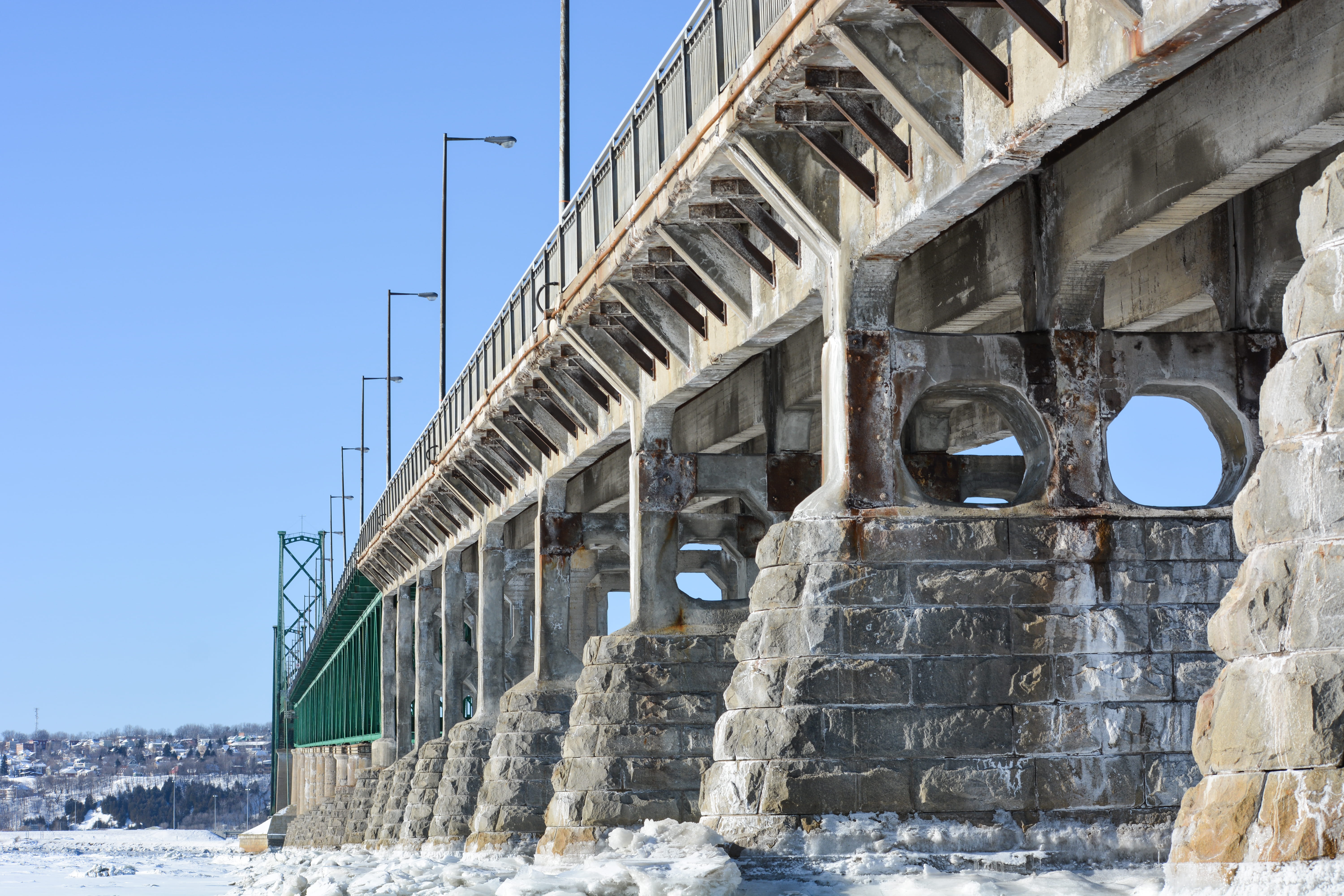 nature, day, 5K, quebeccity, québec, construction, no people, built structure, manmade, architectural column, covering, clear sky, bridge - man made structure, HD Wallpaper
