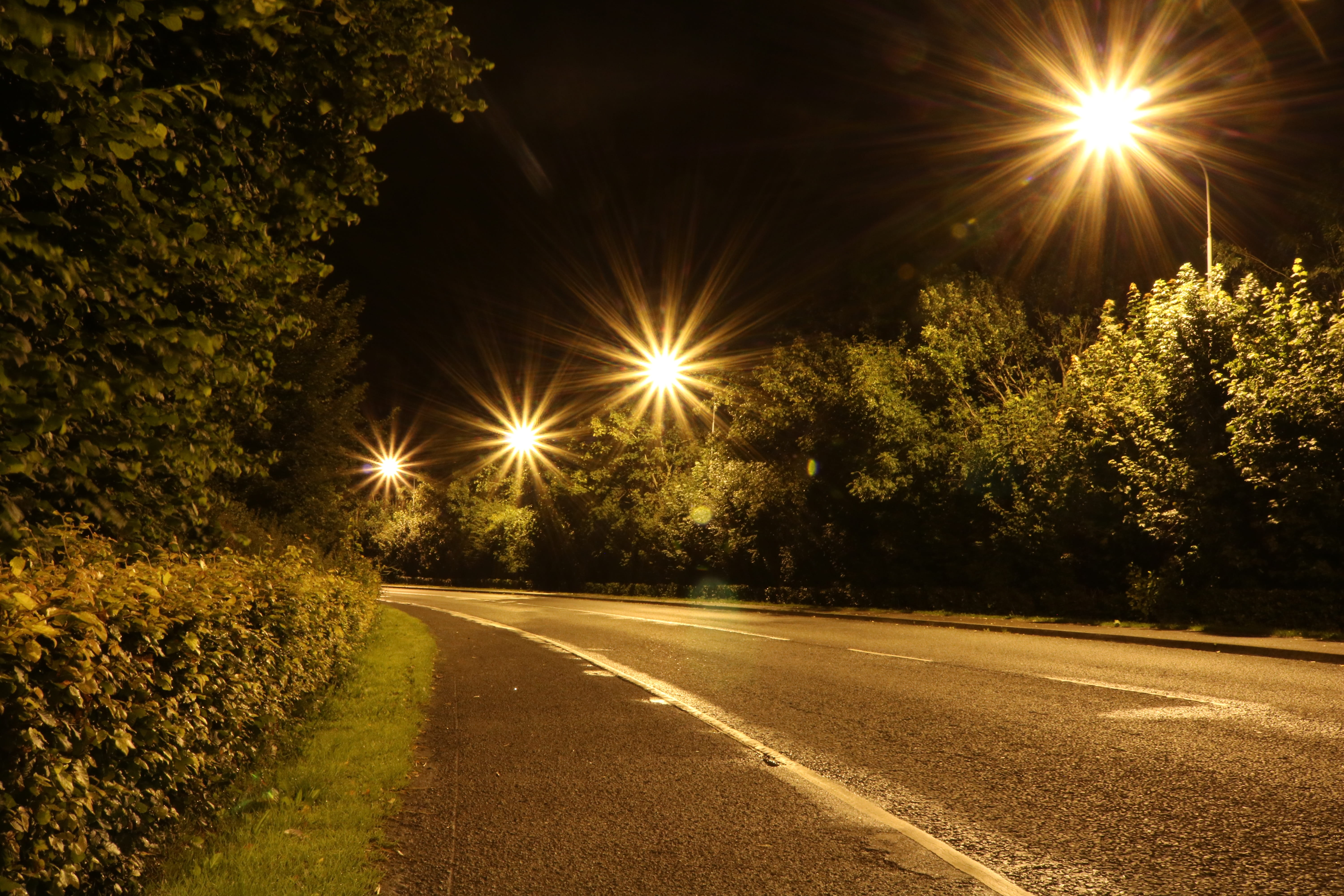 twilight, long exposure, panorama, night photography, illuminated, city, street light, empty, abendstimmung, night, light beam, lantern, tranquility, view, HD Wallpaper