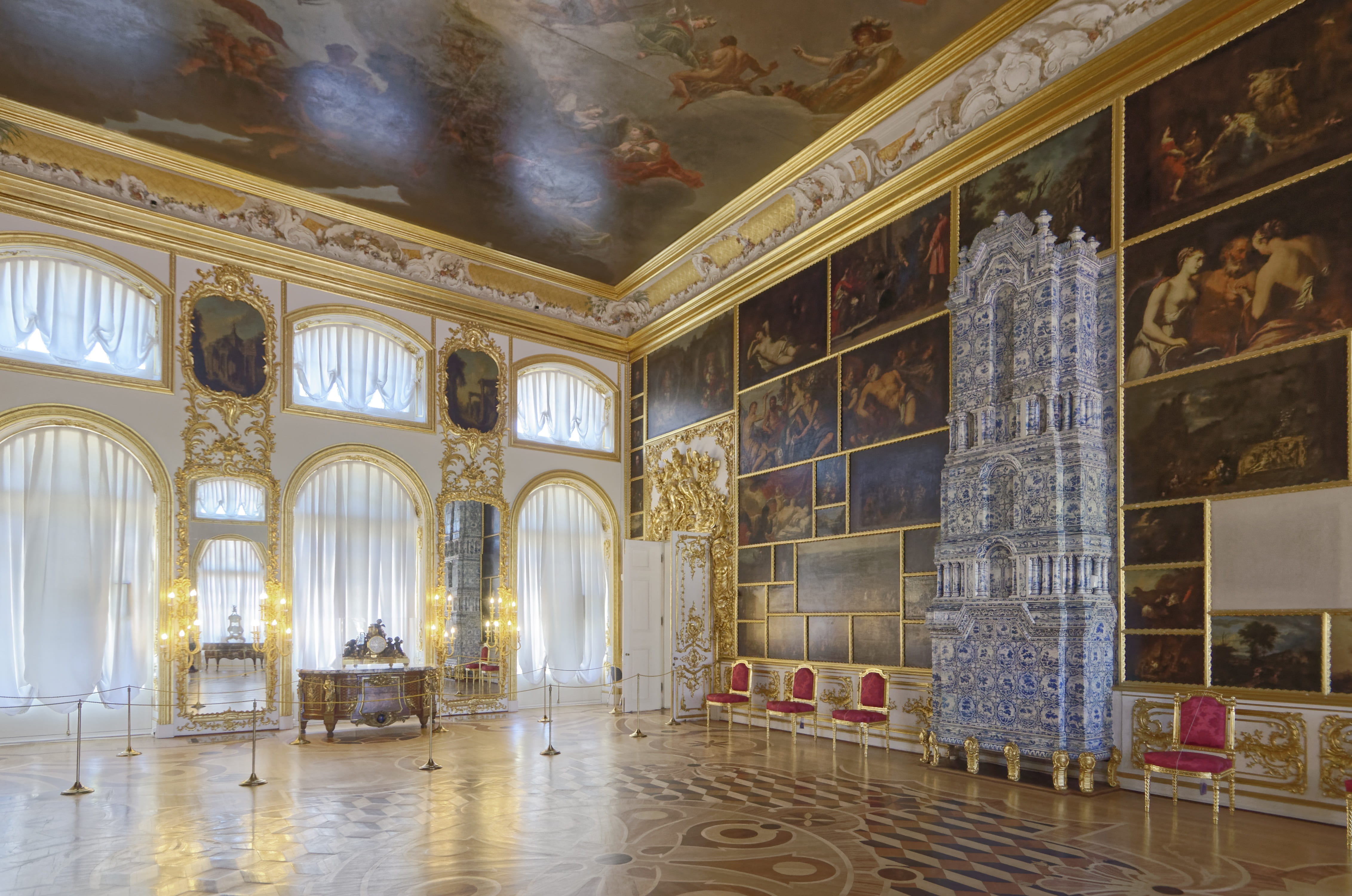 flooring, architecture, the past, ceiling, art and craft, built structure, window, catherines palace, tile, museum, day, 4K, sankt petersburg, home, luxury, HD Wallpaper