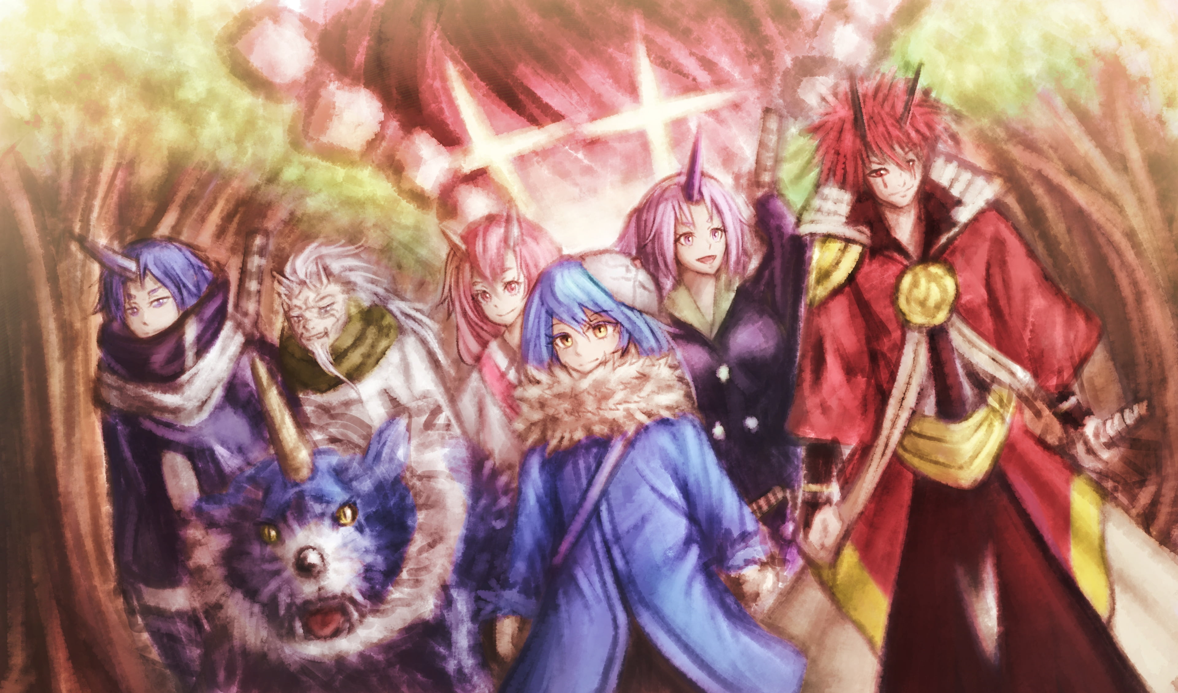 Shuna (That Time I Got Reincarnated as a Slime), Benimaru (That Time I Got Reincarnated as a Slime), Rimuru Tempest, Ranga (That Time I Got Reincarnated as a Slime), HD Wallpaper