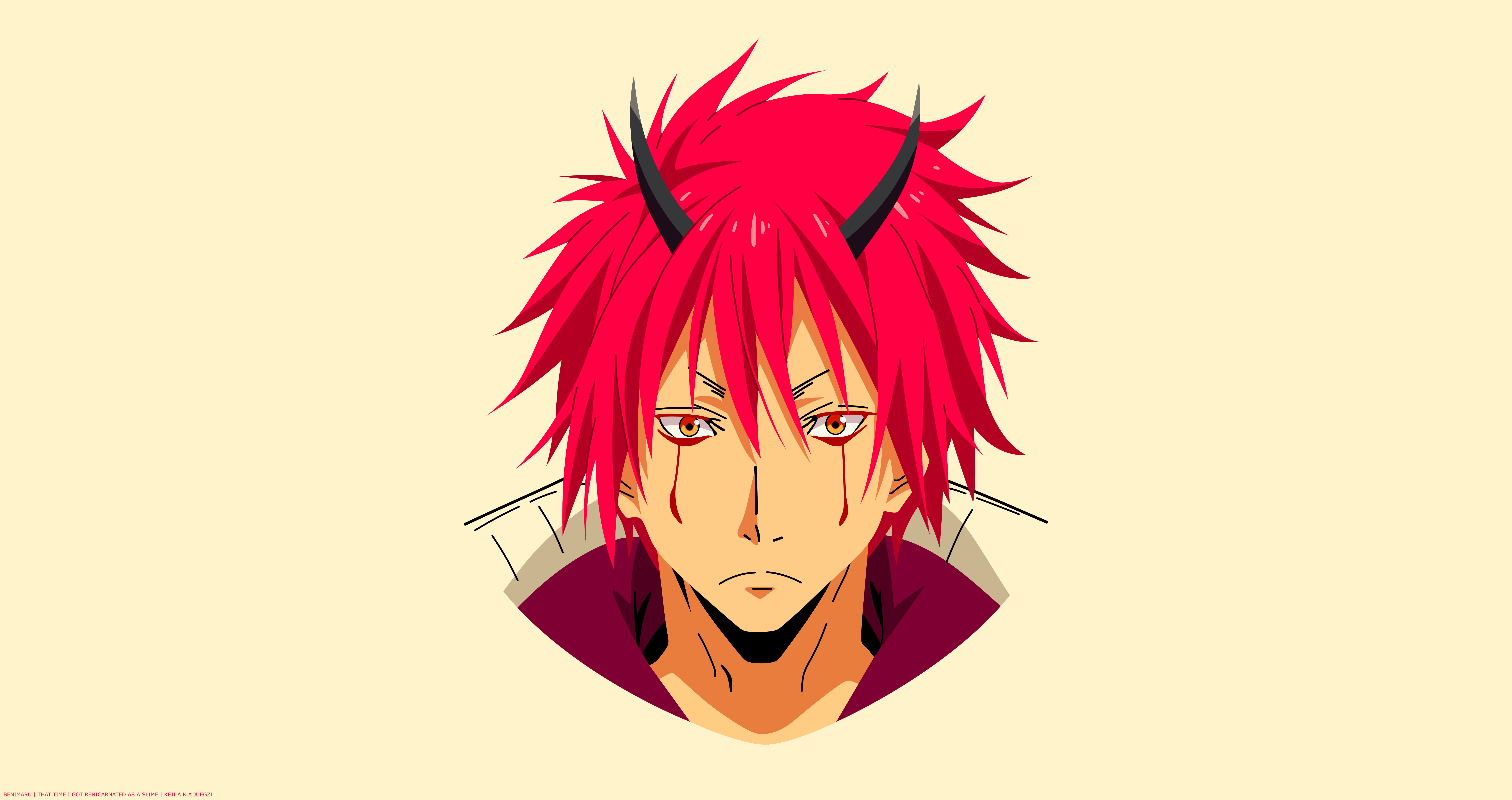 8K, Benimaru (That Time I Got Reincarnated as a Slime), That Time I Got Reincarnated as a Slime, Anime, Face, Minimalist, HD Wallpaper