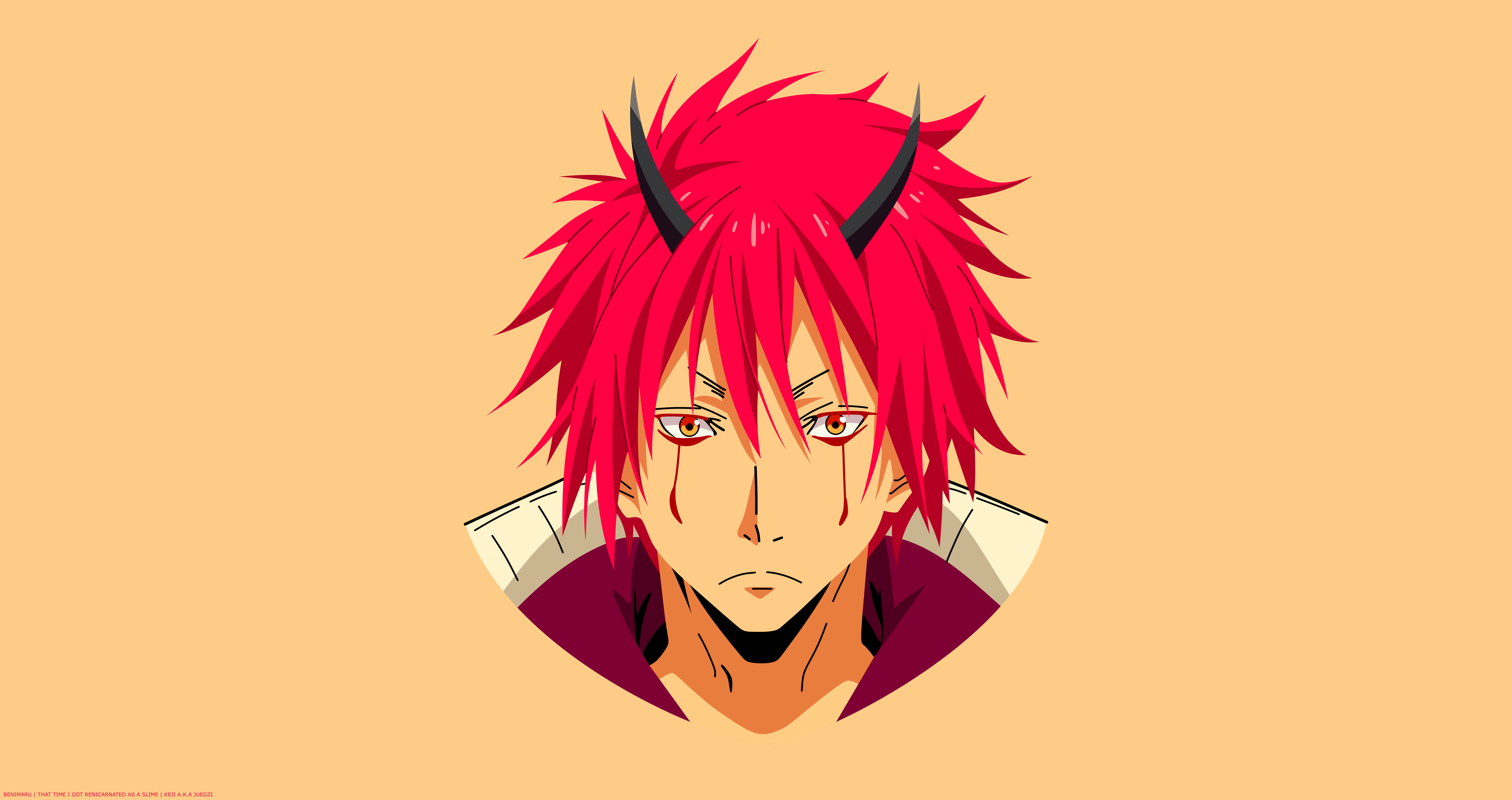 Benimaru (That Time I Got Reincarnated as a Slime), Anime, 8K, Face, Minimalist, That Time I Got Reincarnated as a Slime, HD Wallpaper