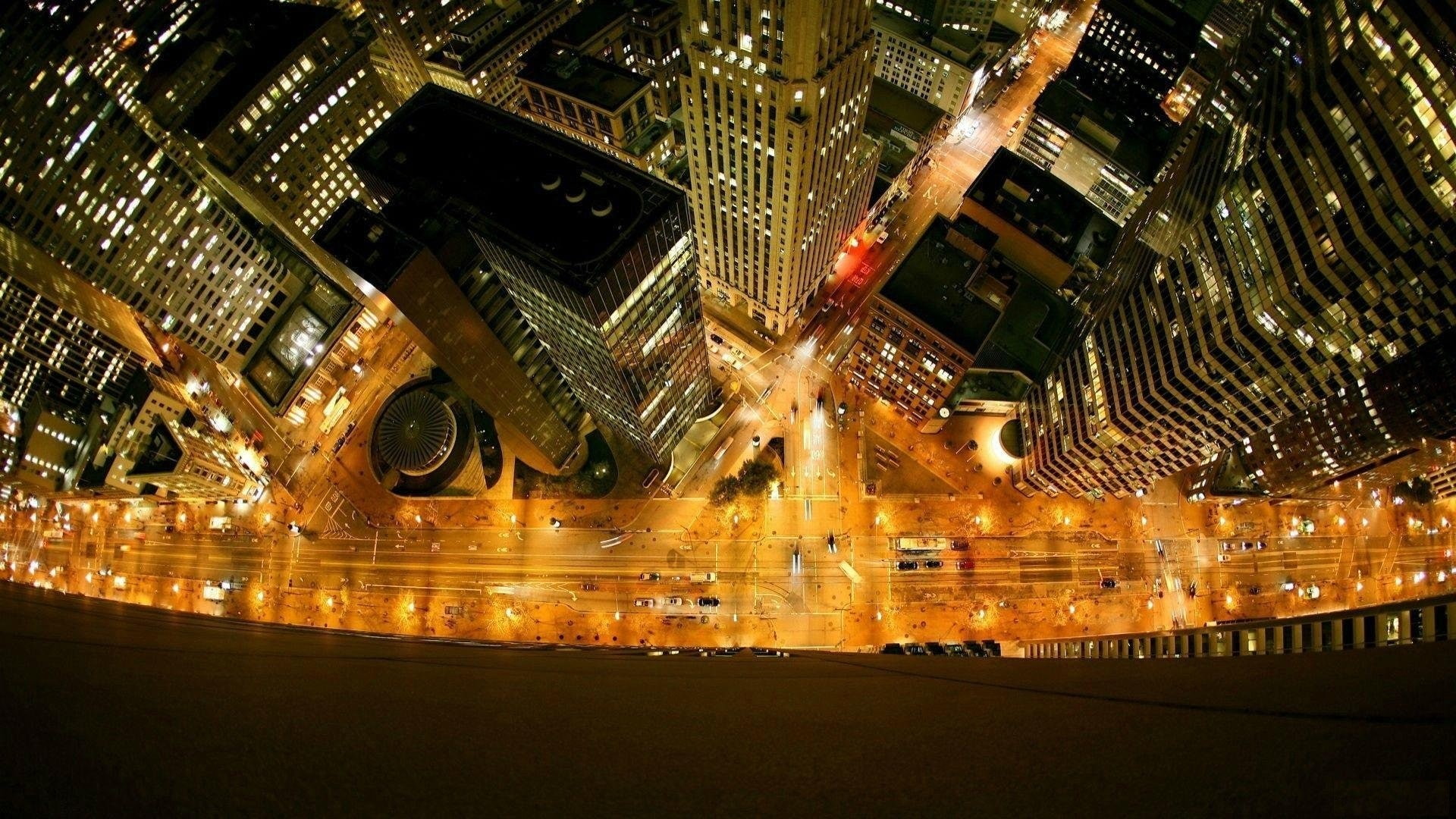 car, lights, street, USA, history, city, birds eye view, travel destinations, transportation, street light, skyscraper, illuminated, 1080P, New York City, HD Wallpaper