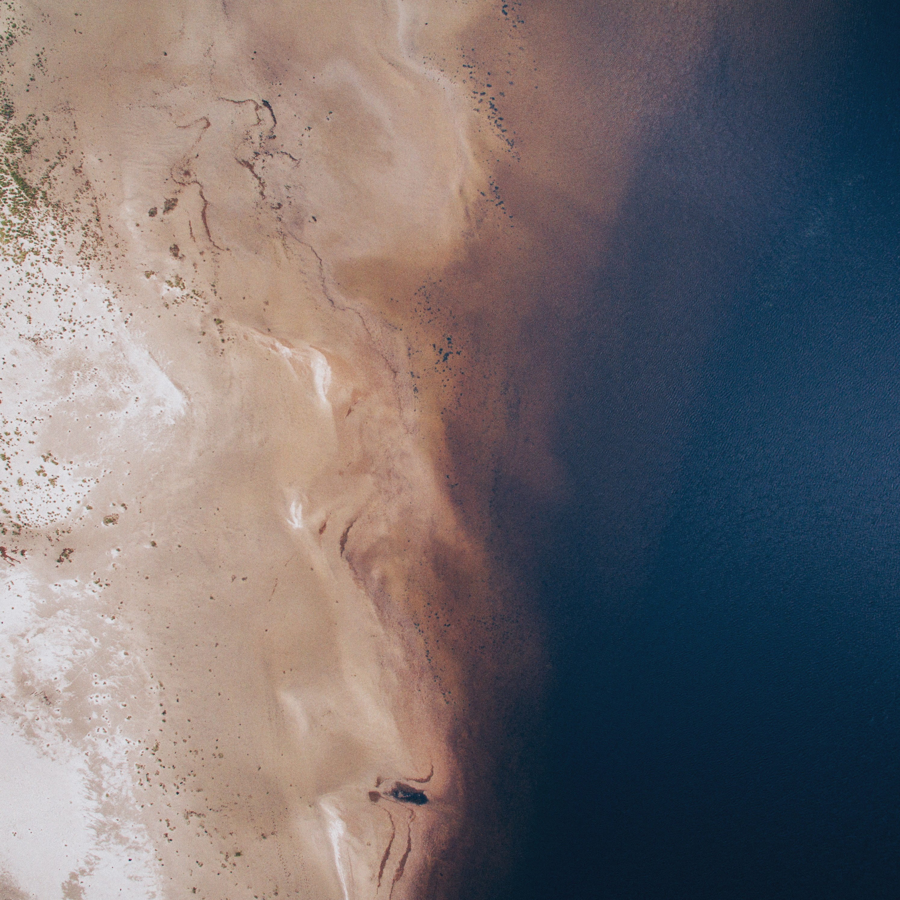 earth, arid climate, climate, top down, high angle view, tranquility, sky, drone view, sand, lake, blue, 2K, minimalism, scenics - nature, nature, outdoors, Phone HD Wallpaper