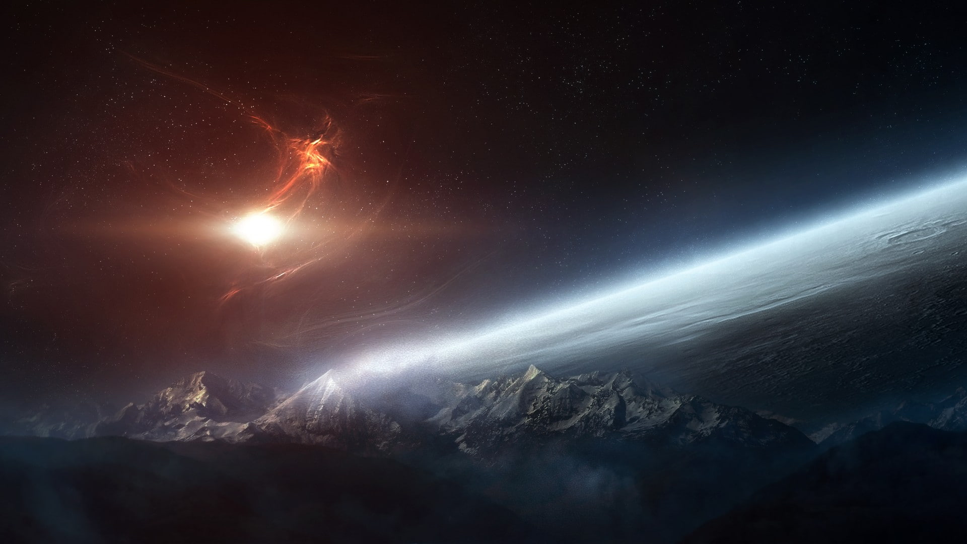 space, hd, mountains, outer, 1080P, outer space, HD Wallpaper