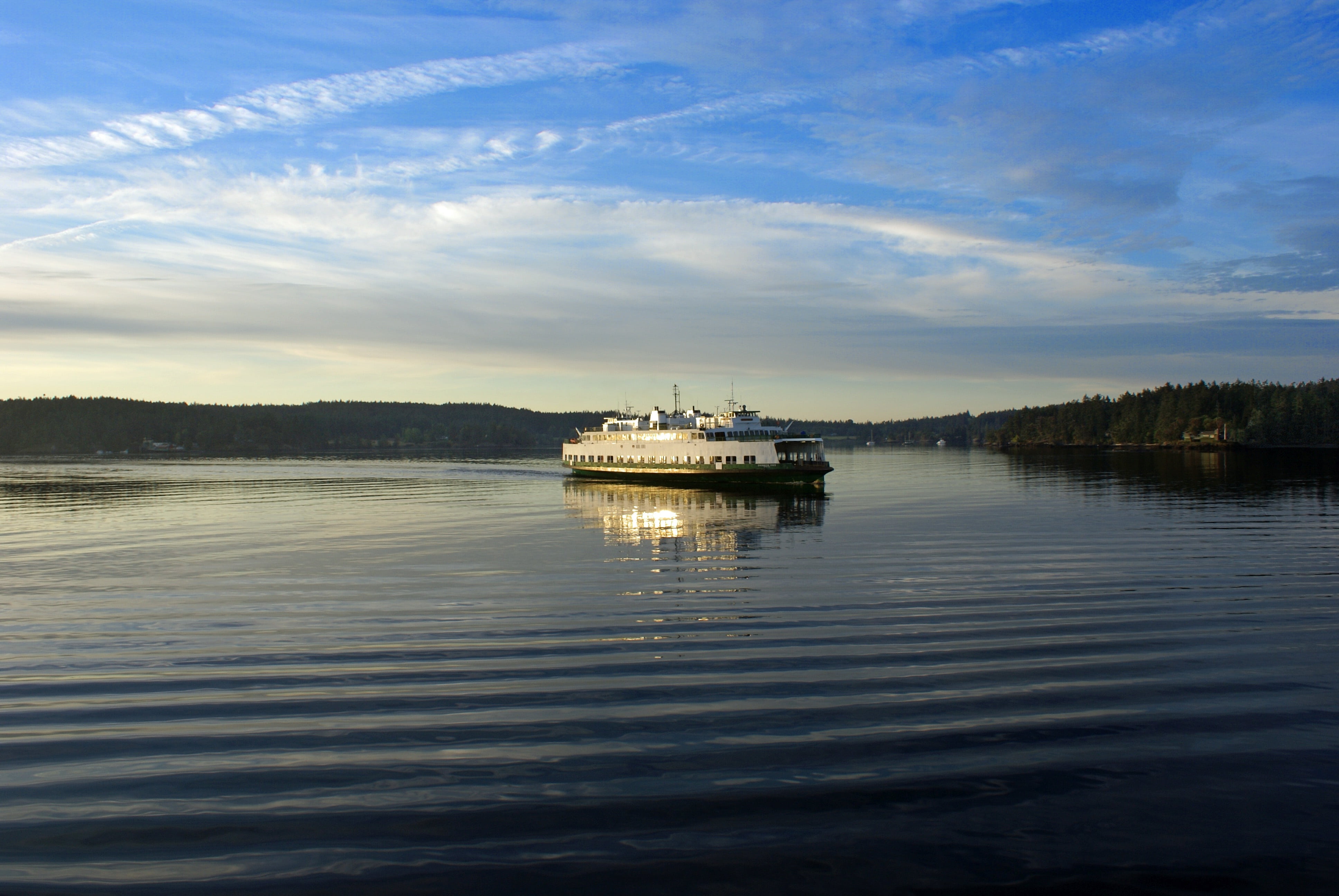 beauty in nature, reflection, craft, passenger craft, mode of transportation, san juan islands, no people, travel, sailboat, 4K, sailing, nautical vessel, HD Wallpaper