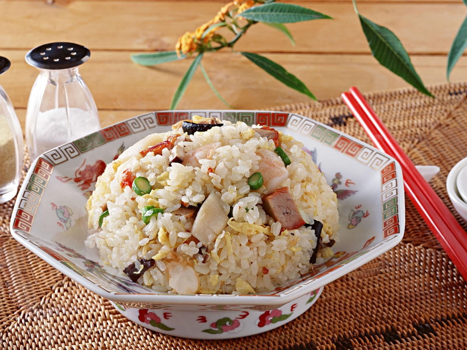 gourmet, 720P, dish, sticks, chinese food, rice, place mat, chinese cuisine, bowl, dinner, meat, indoors, wellbeing, no people, cultures, crockery, japanese food, HD Wallpaper