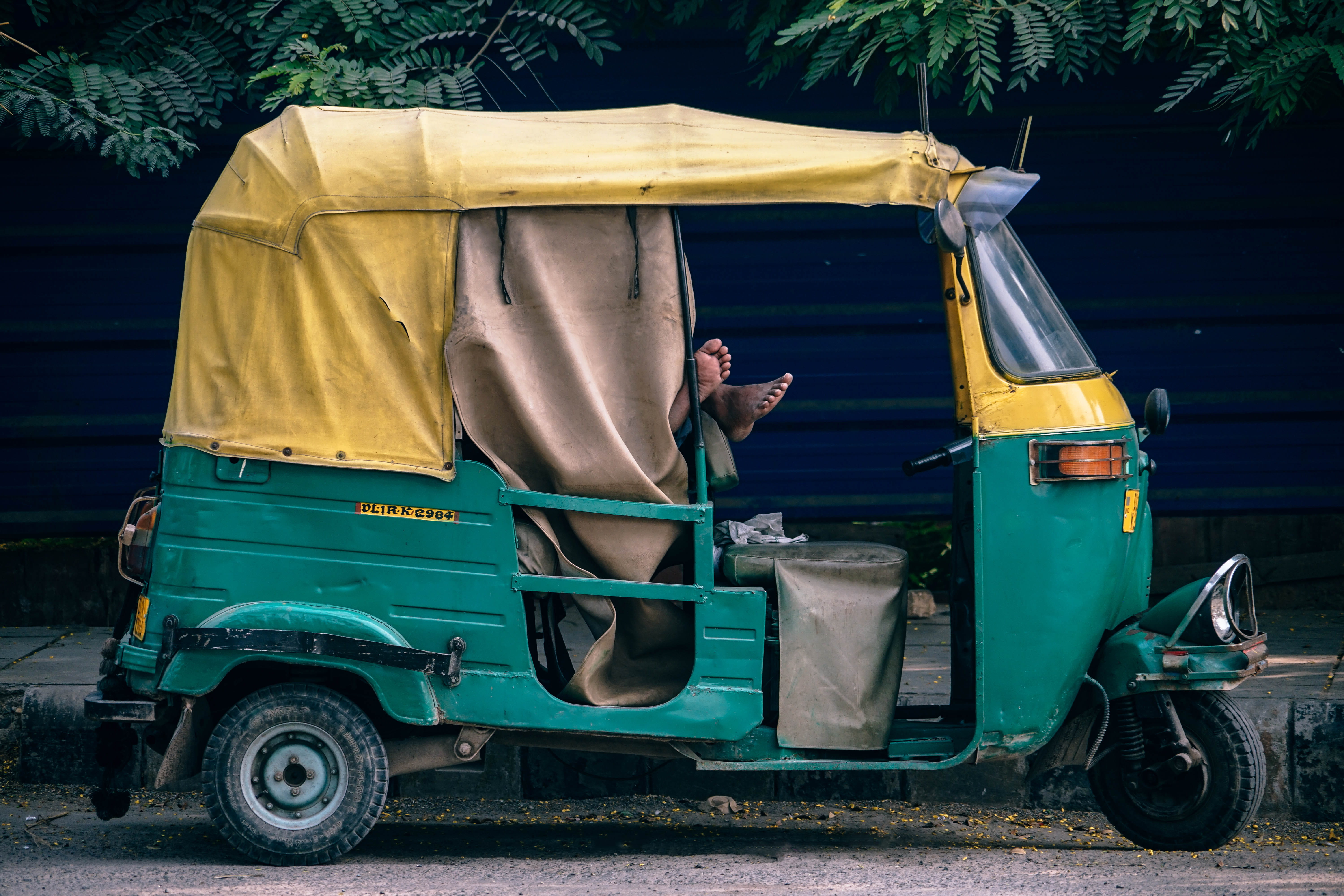 yellow, men, mode of transportation, auto, green, street, day, plant, tree, one person, outdoors, leisure activity, green color, nature, real people, casual clothing, HD Wallpaper