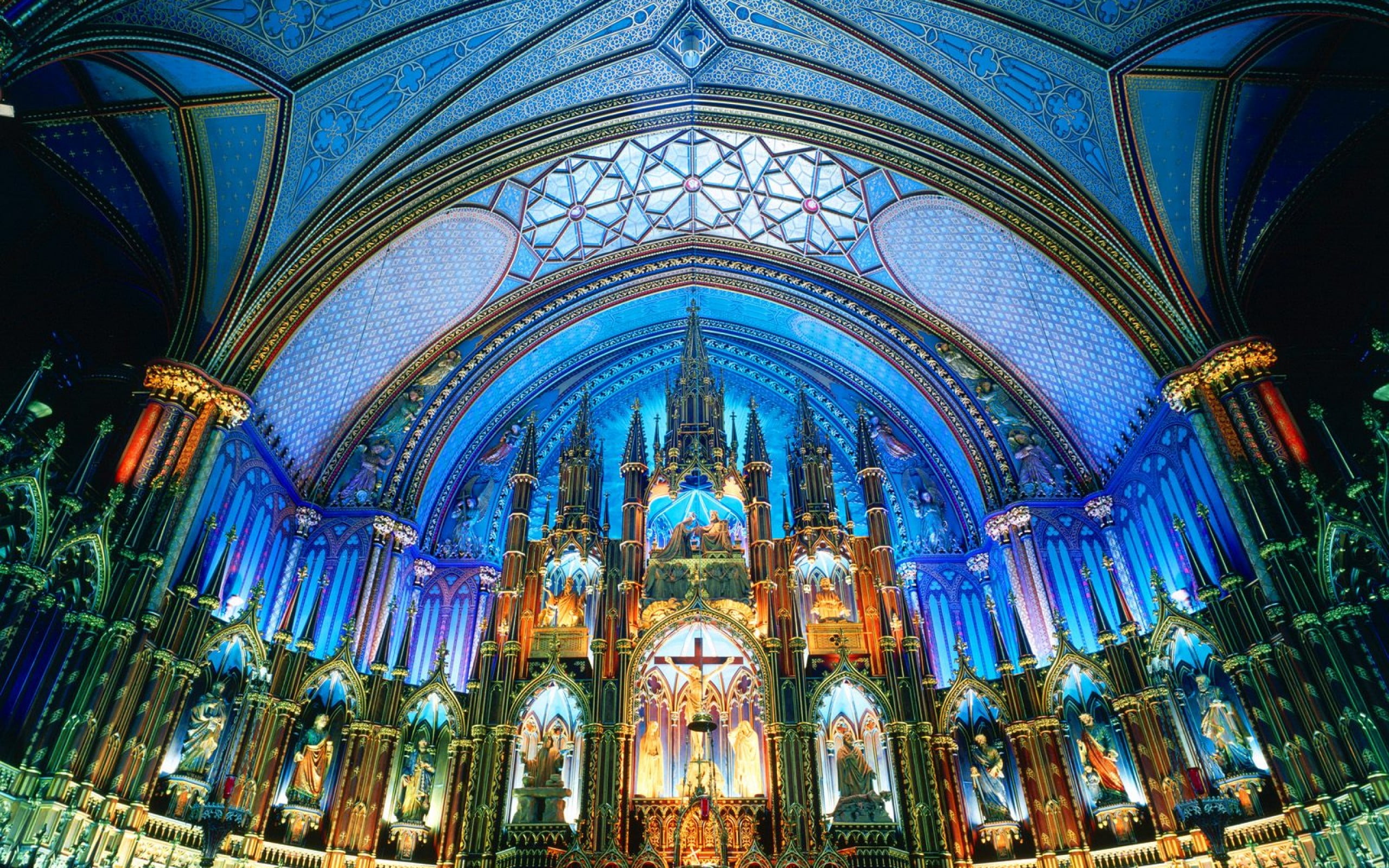notre, belief, place of worship, World, travel, cathedral, glass, basilica, building, 2K, montreal, altar, travel destinations, illuminated, religion, HD Wallpaper