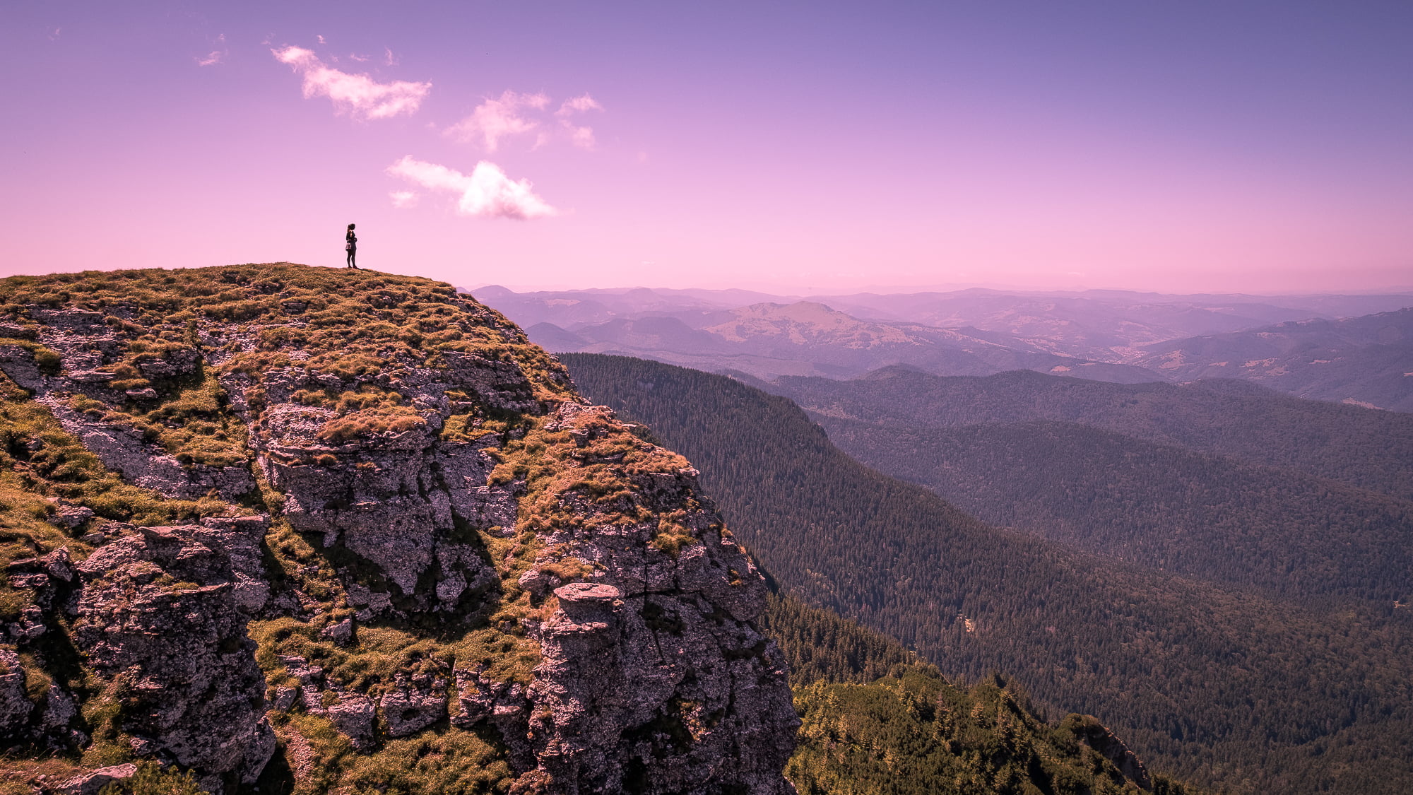 mountain Peak, green, top, 1080P, outdoors, mountains, green mountain, sunrise - Dawn, rock - Object, national, outdoor, mountain, hike, sunset, Neamț, HD Wallpaper